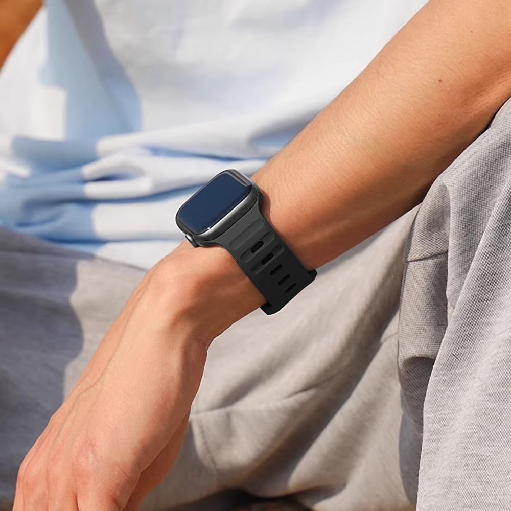 Premium Soft Silicone Sport Band for Apple Watch Ultra/Series 10/9/8/7/6/5/4/3/2/1 - Compatible with 49mm 46mm 45mm 44mm 42mm 41mm 40mm 38mm - Durable Comfortable Strap for Men & Women - Perfect for Workouts, Running & Everyday Use