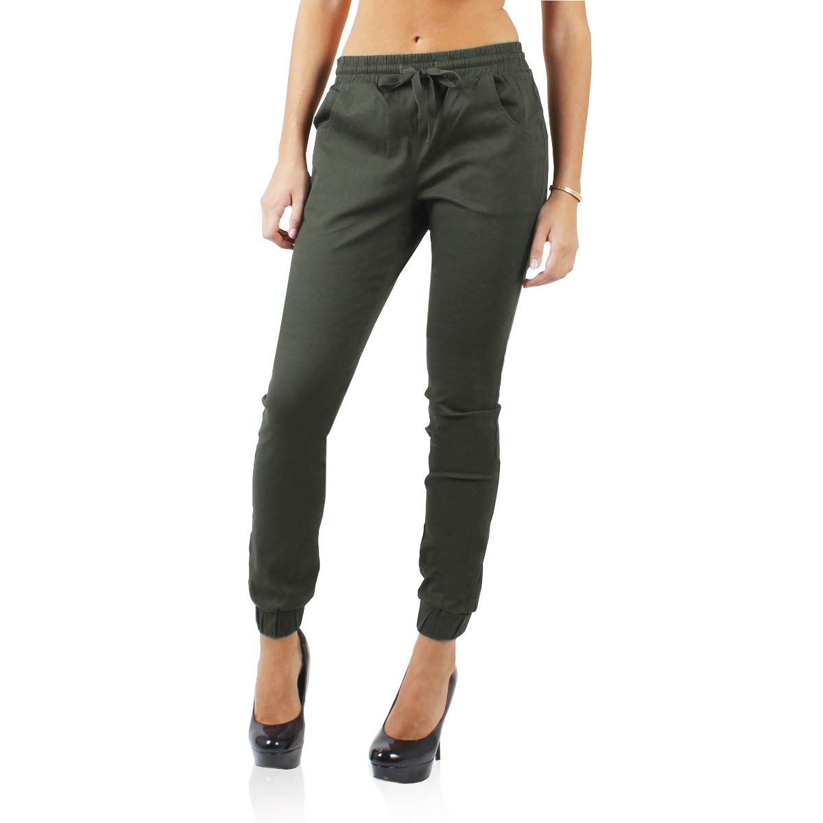 Red Fox Women's Twill Jogger Pants - Ultra-Stretch Slim Fit Casual Pants with Pockets | Comfy Lounge & Workout Pants for Everyday Wear