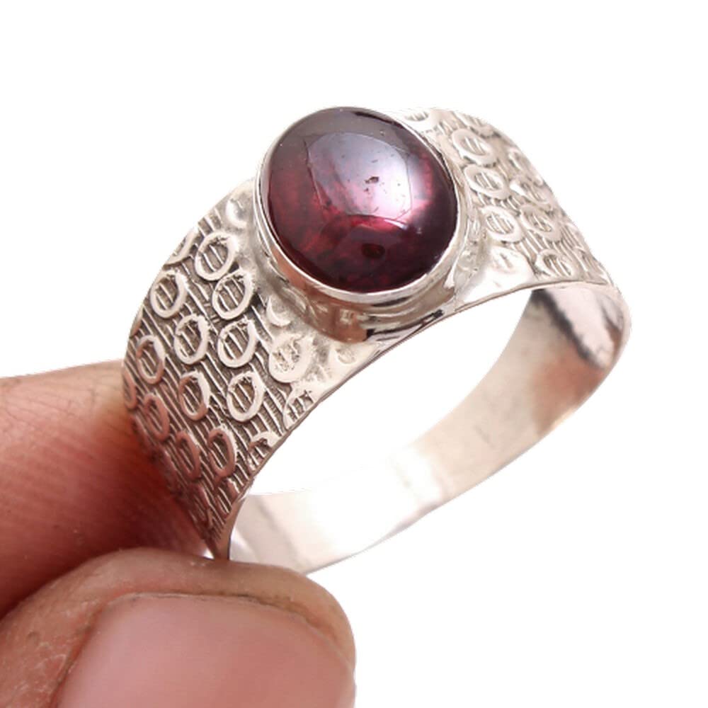 925 Sterling Silver Mozambique Garnet Rings for Women – Red Oval & Round Bridesmaid Rings, Handmade Bezel Set Gemstone Jewelry | Perfect for Weddings, Anniversaries & Special Occasions