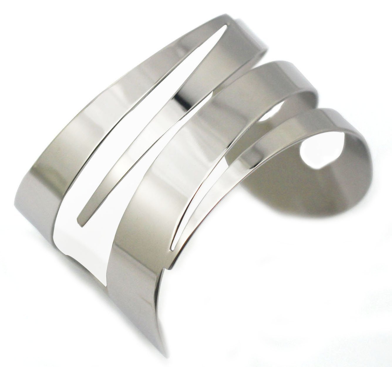 Stainless Steel Wide Swirl Bangle Bracelet for Women - Punk Jewelry Arm Cuff, Gothic Armband for Concerts, Parties & Fashion Accessories