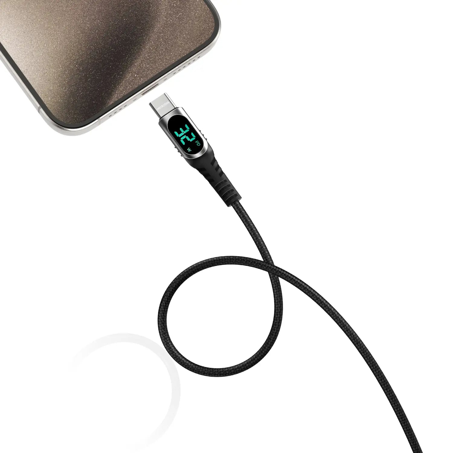 MICRODIA ExeCable™ 6ft USB C to USB C Cable 60W/100W Fast Charging & Data Sync with LED Power Display - Perfect for MacBook Pro, Galaxy S23, iPad Pro & More