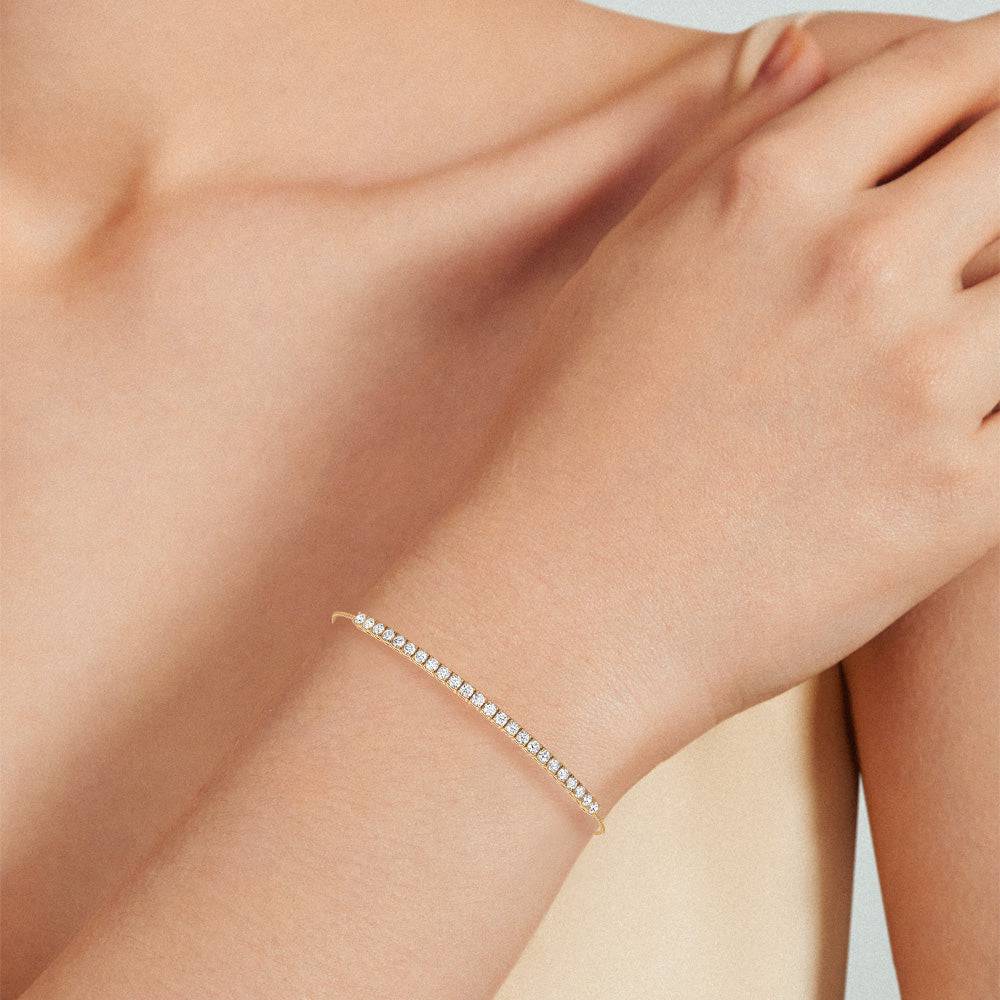2.2mm Adjustable Moissanite Bolo Bracelet for Women - Dainty & Elegant Jewelry Gift for Her - Perfect for Weddings, Date Nights & Special Occasions