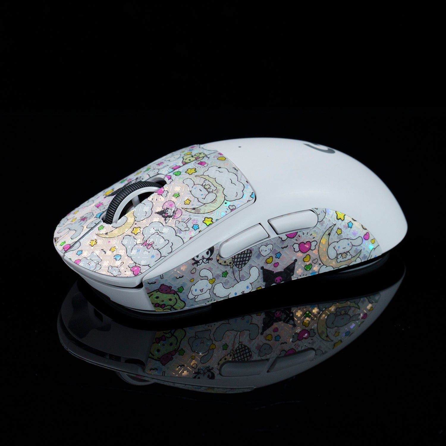 BT.L Mouse Grip for Logitech G Pro X Superlight & Superlight 2 - Non-Slip Gaming Grip Tape with Cartoon Clover Design (Holo White) - Improve Control for FPS, MOBA & Esports Gaming
