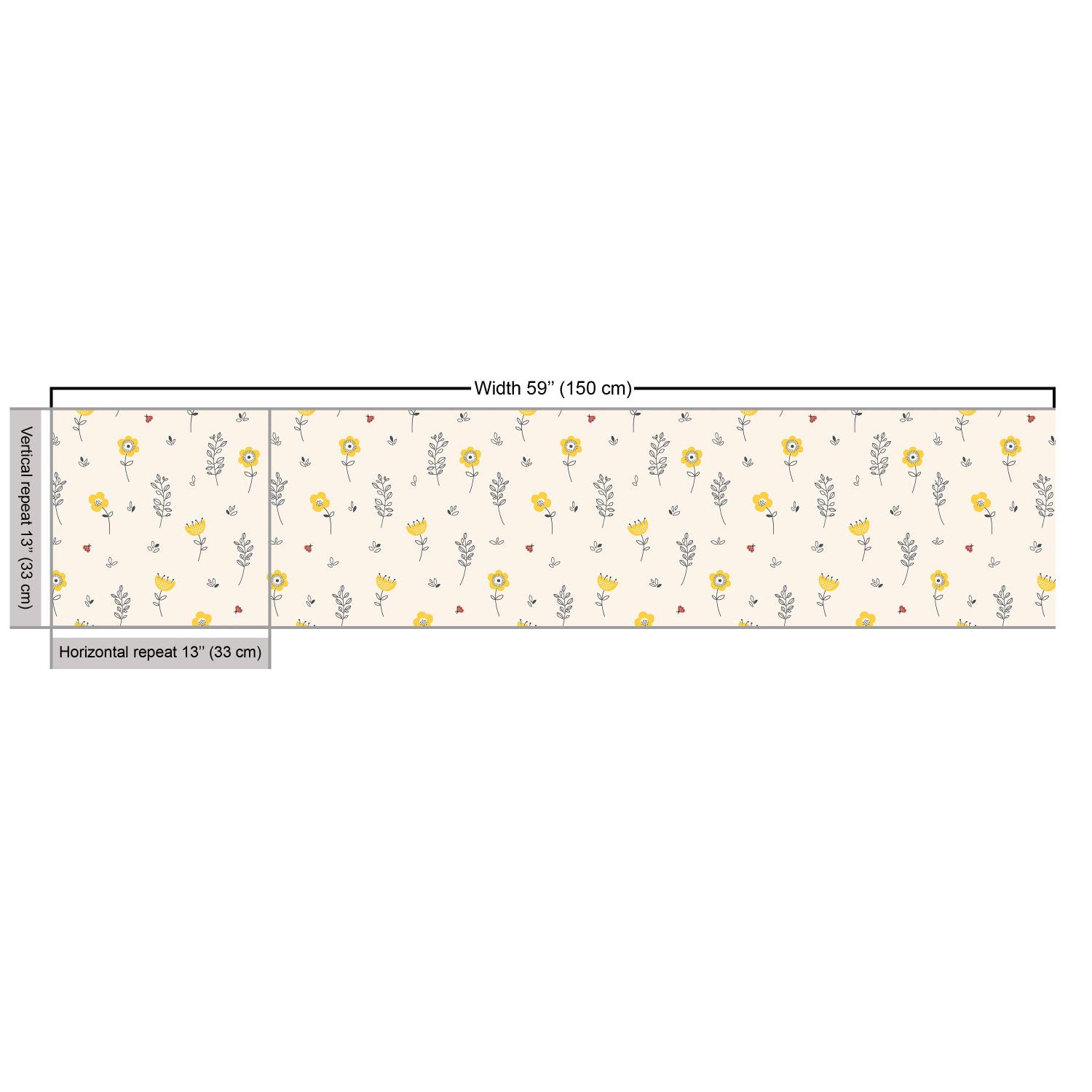 Ambesonne Ladybug Fabric by The Yard - Spring Flowers & Ladybirds for Upholstery & Home Decor