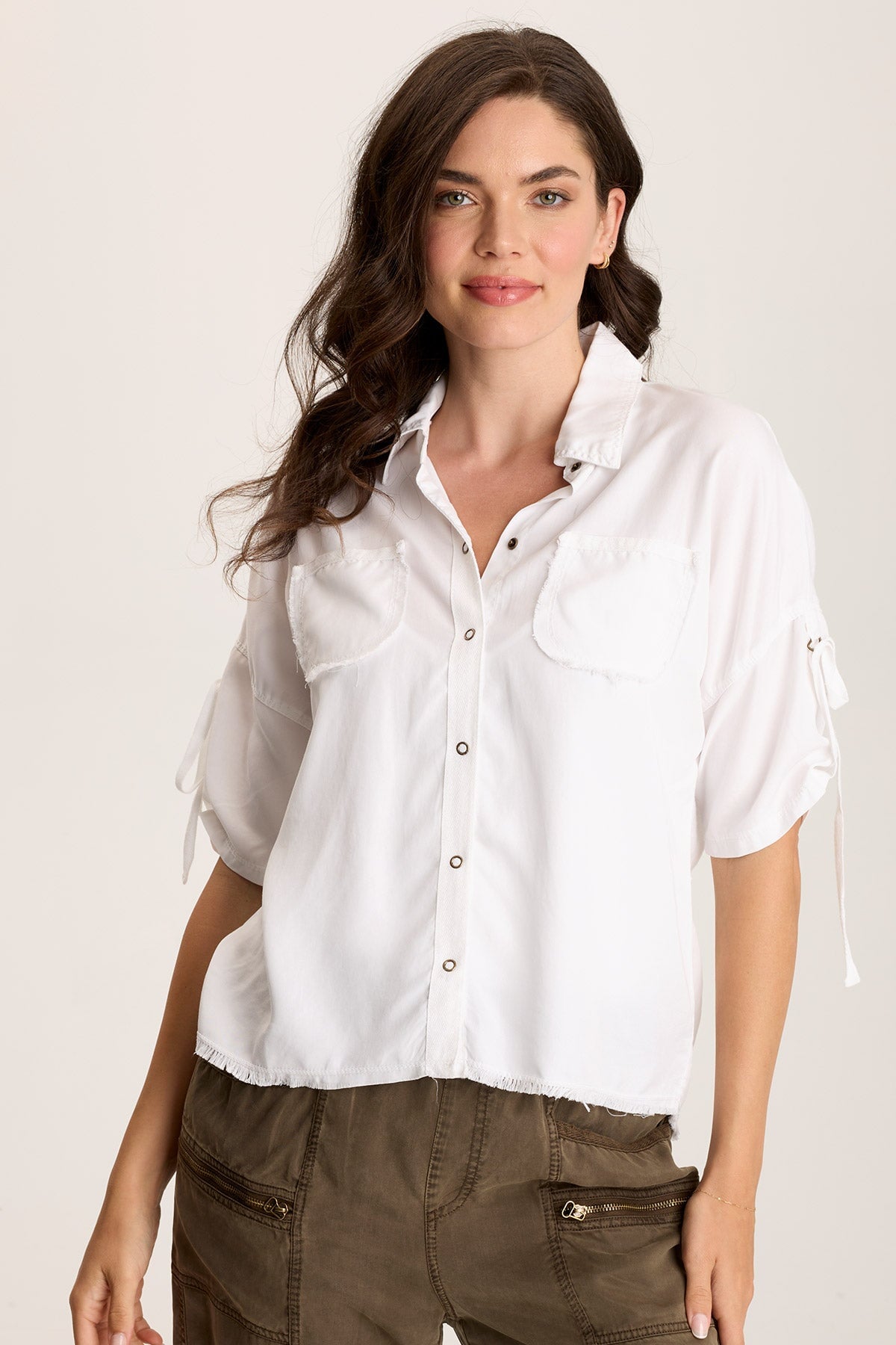 Vinton Twill Jersey Button Up Collared Shirt for Women - Stylish Casual & Office Wear - Perfect for Work, Dates & Everyday Outfits