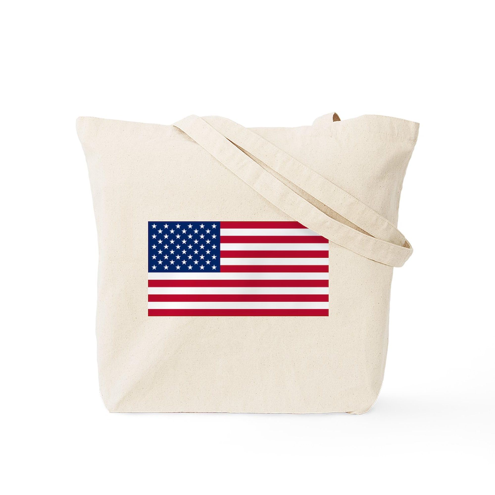 American Flag Tote Bag - Natural Canvas Reusable Shopping Bag with Patriotic Design | Perfect for Groceries, Beach Trips & Everyday Use