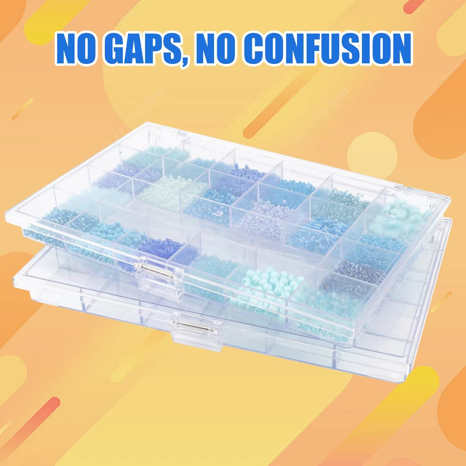 2-Pack Large Bead Organizer Box with 21 Grids - Clear Plastic Storage Containers with Dividers for Jewelry Making, Sewing, Fishing Tackle, Diamond Painting, LEGO & Craft Organization | Perfect for Craft Rooms, Travel & Home Storage
