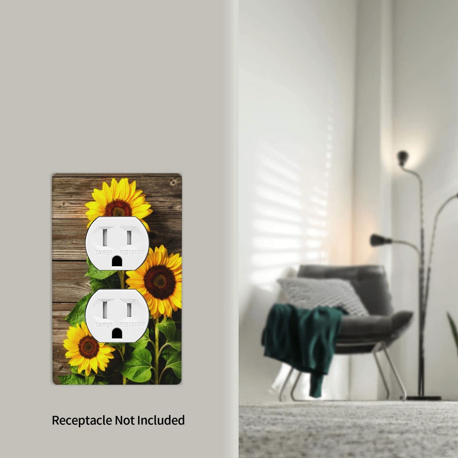 Decorative Sunflower Wall Plate Cover - 1-Gang Duplex Electrical Outlet Cover for Home, Office & School - Autumn Floral Switch Plate Decor for Living Room, Bedroom & Nursery