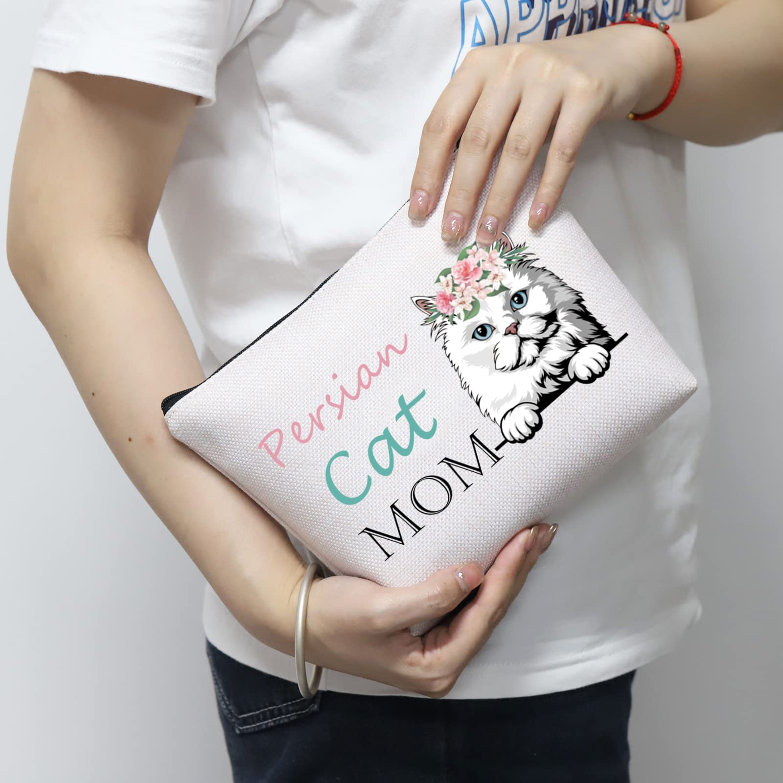 Persian Cat Mom Makeup Bag - Cute Cosmetic Pouch for Women & Girls - Perfect Gift for Cat Lovers & Persian Cat Owners - Great for Travel, School & Daily Makeup Storage