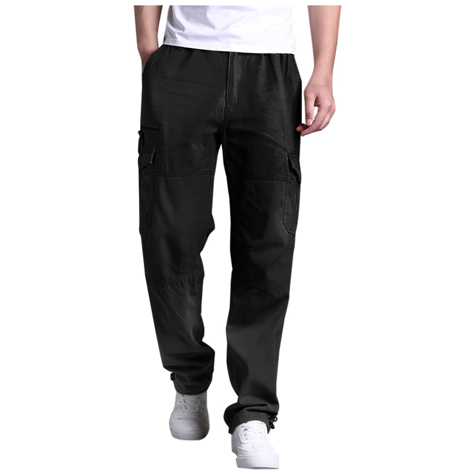 Men's Khaki Cargo Joggers - Comfortable Hiking Sweatpants with Big Side Pockets, Durable Training Pants for Outdoor Activities, Gym & Casual Wear