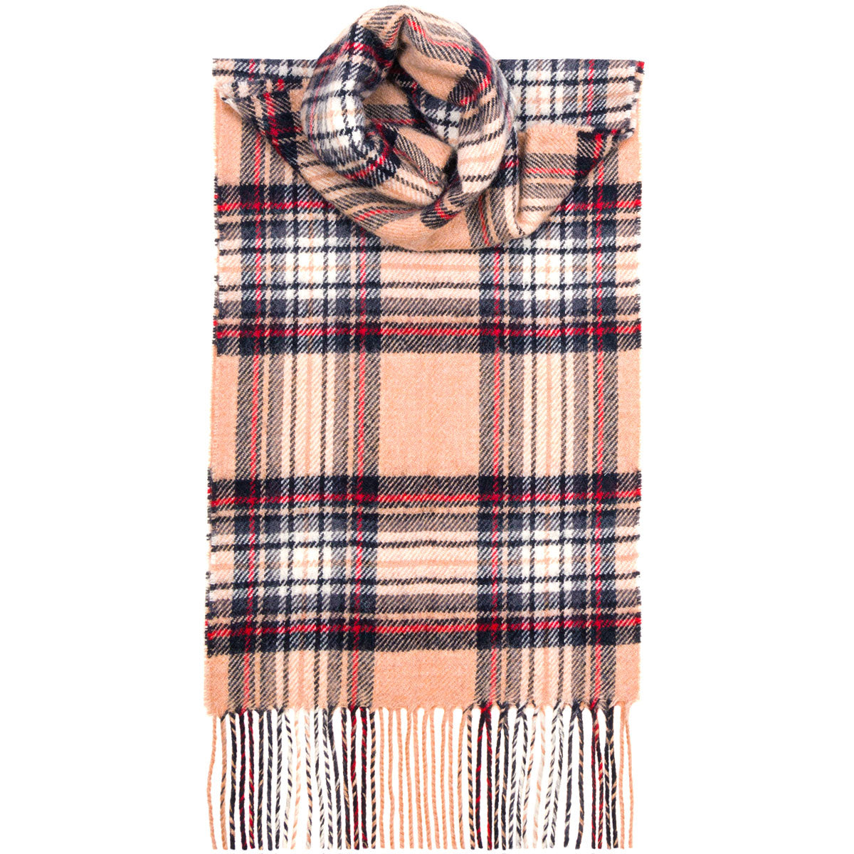Stewart Camel Tartan Scarf - Premium Wool Plaid Wrap for Men & Women - Perfect for Winter, Fall Fashion & Outdoor Activities