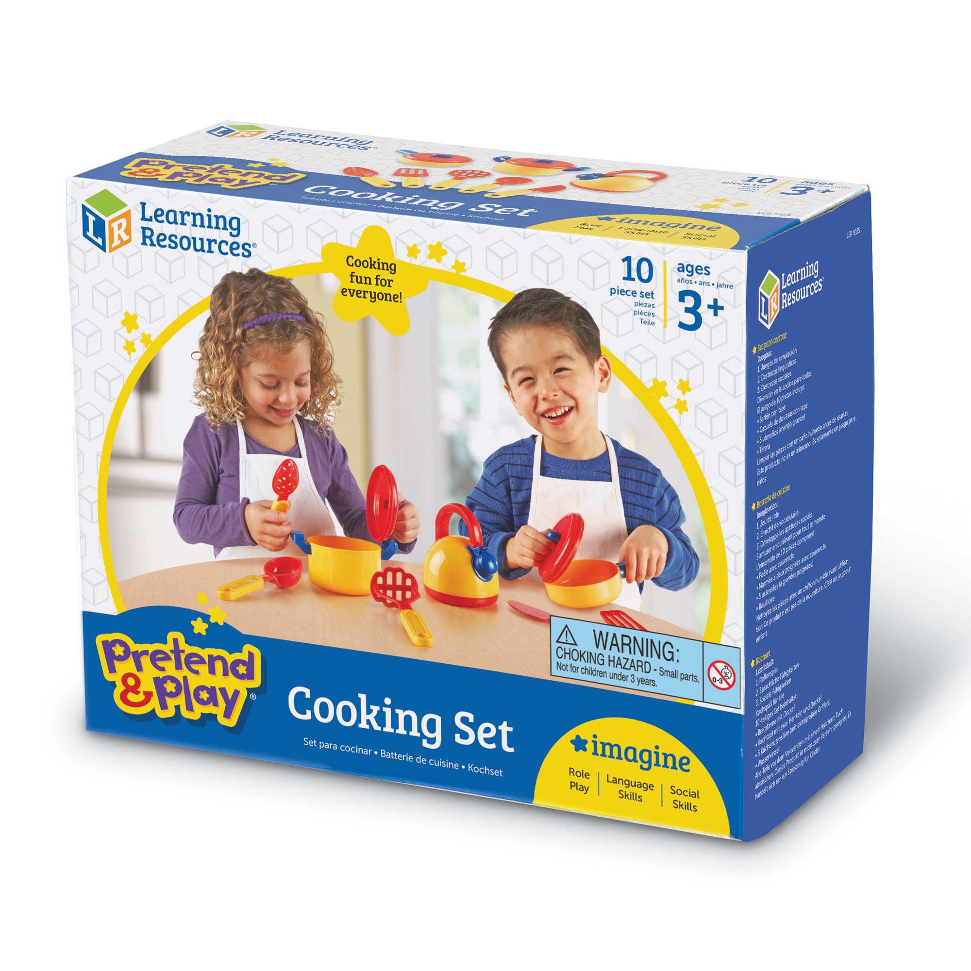 Learning Resources Pretend & Play Cooking Set - 10 Piece Kids Kitchen Toy Set for Toddlers Ages 3+, Pretend Play Food & Utensils for Preschool Learning, Educational Toys for Boys & Girls - Perfect for Home, Classroom & Daycare Role Play Activities