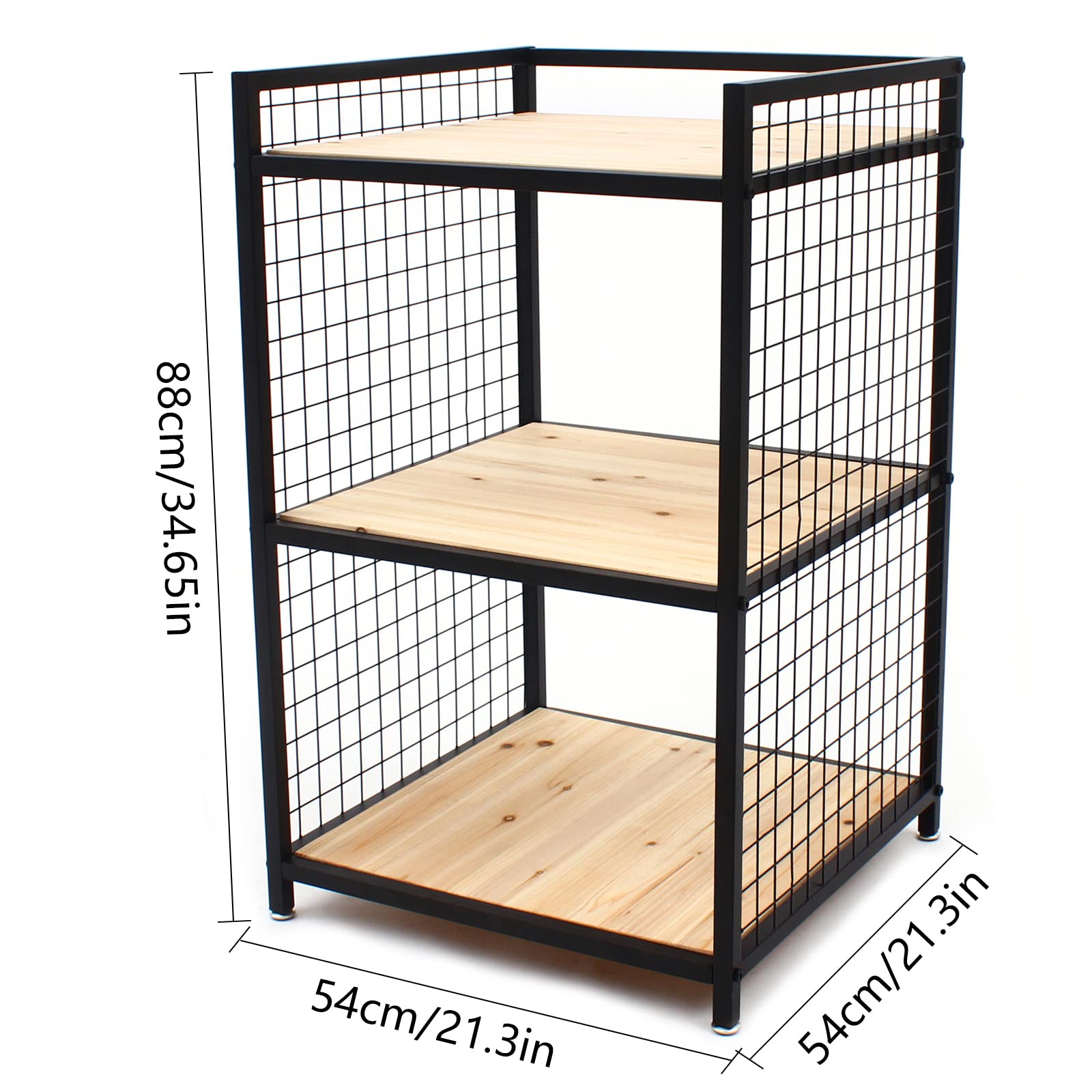 3-Tier Heavy Duty Metal Storage Shelf - Sturdy Wood & Metal Shelving Unit for Bathroom, Kitchen, Garage & Office Organization | Space-Saving Storage Solution for Home & Workspaces