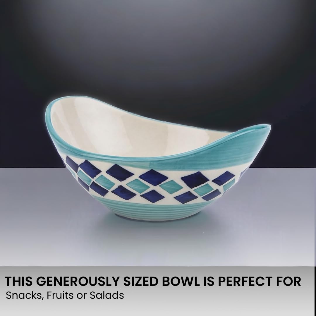 KITTENS Ceramic Serving Bowl Set of 2 - Boat Shaped Snack Bowls, Microwave & Dishwasher Safe, Food Grade Material in Blue - Perfect for Chips, Dips, and Party Snacks