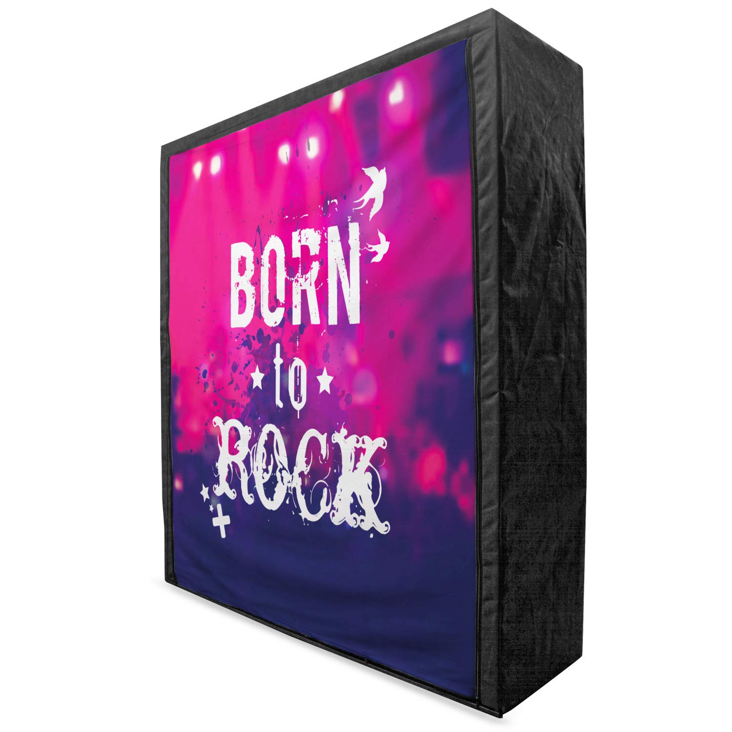 Ambesonne Popstar Party Portable Fabric Wardrobe - Rock Concert Stage Print Clothing Organizer with Shelves, 59