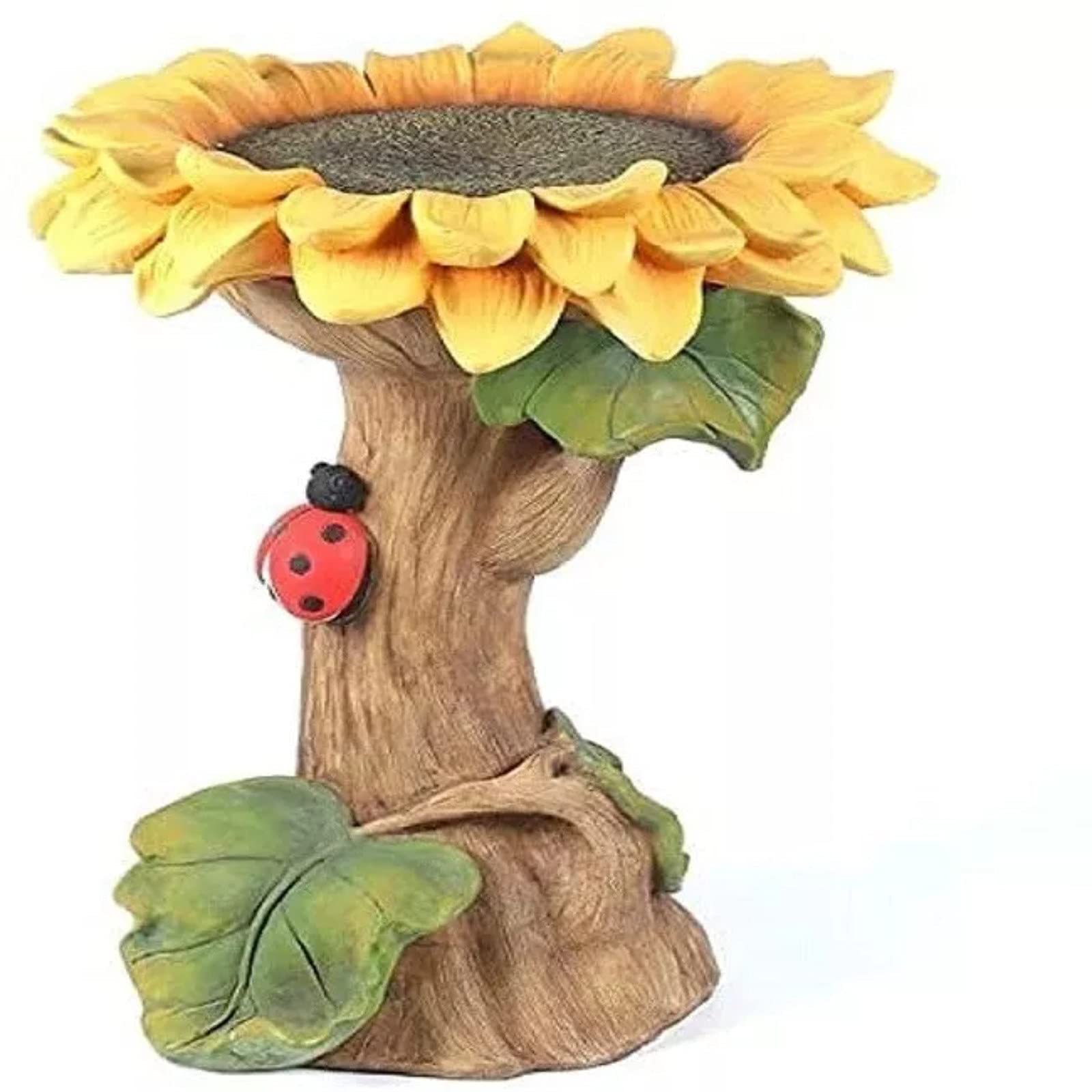 Sunflower Bird Bath for Outdoor Decor - Handmade Polyresin Pedestal Bird Feeder for Garden, Backyard & Home | Perfect Gift for Bird Lovers & Garden Decor