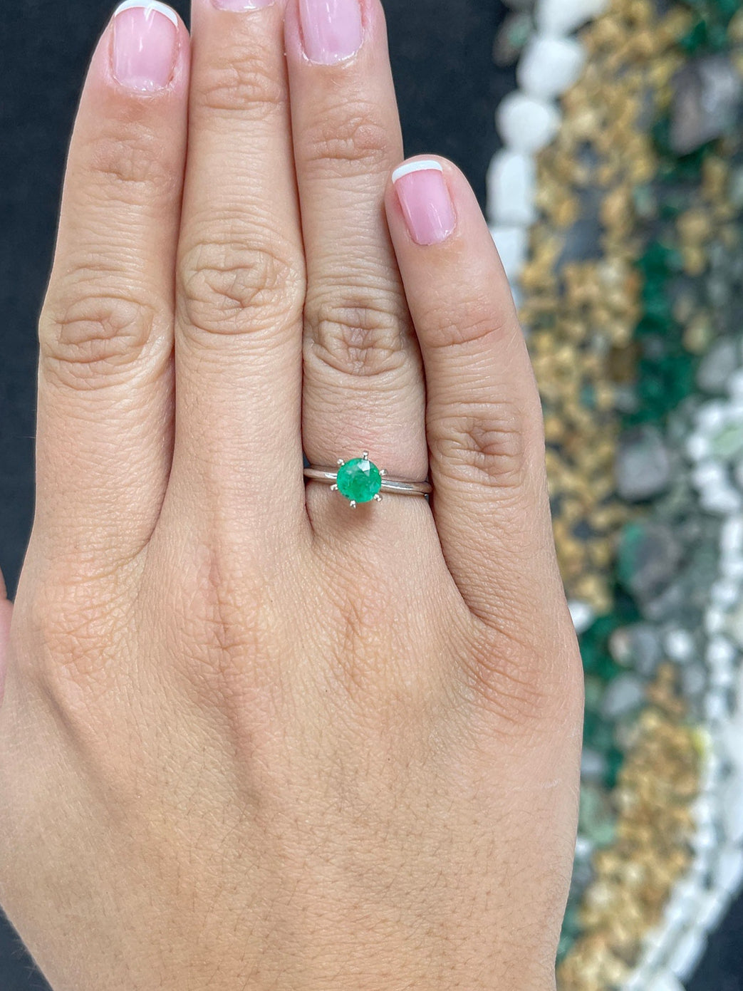 1.0 Carat Medium Dark Green Emerald Round Cut Solitaire 6 Prong Ring in 14K Gold - Perfect for Engagement, Anniversary & Special Occasion Jewelry Gifts