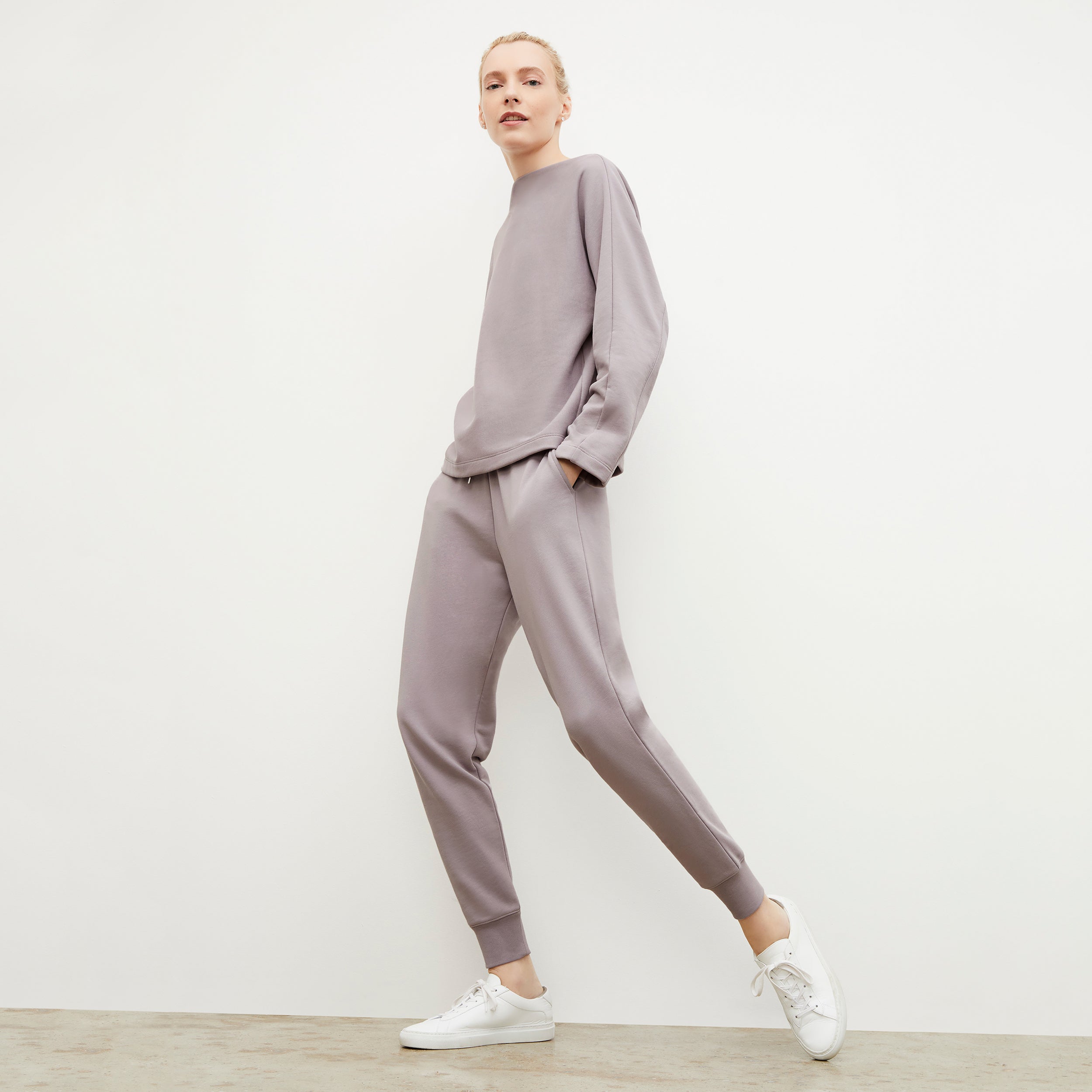Joni Jogger French Terry Sweatpants for Women - Soft Wisteria Purple Lounge Pants | Perfect for Yoga, Running, and Relaxing at Home