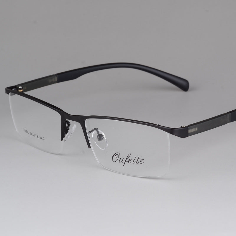 Bclear Men's Eyeglasses - Semi-Rimless Square Frame with Alloy Metal, Lightweight & Durable for Work, Reading, and Daily Wear