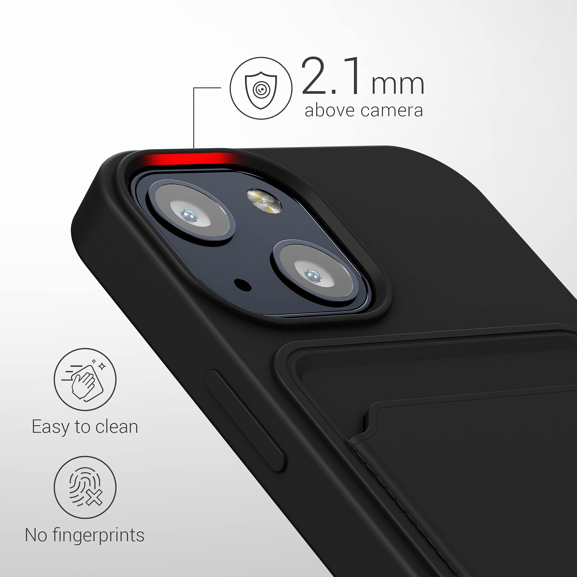 kwmobile Shockproof TPU Case for Apple iPhone 13 Mini with Card Holder - Slim Protective Phone Cover (Black) - Perfect for Everyday Use, Travel & Hands-Free Convenience