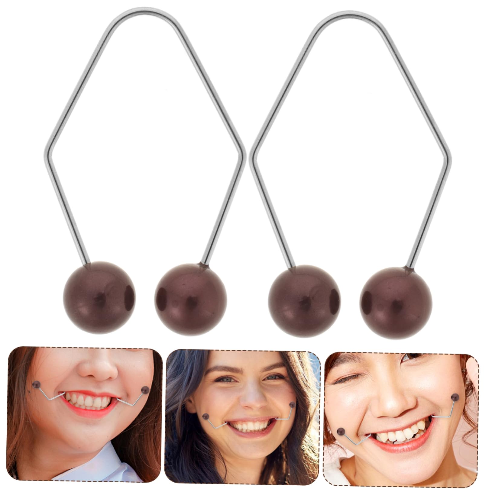 1 Pair Face Dimple Trainer - Alloy Black Dimple Maker Tool for Lips, Jaw & Cheek Exercise | Beauty Smile Enhancer for Natural Dimples | Perfect for Daily Facial Workout & Cosplay Makeup
