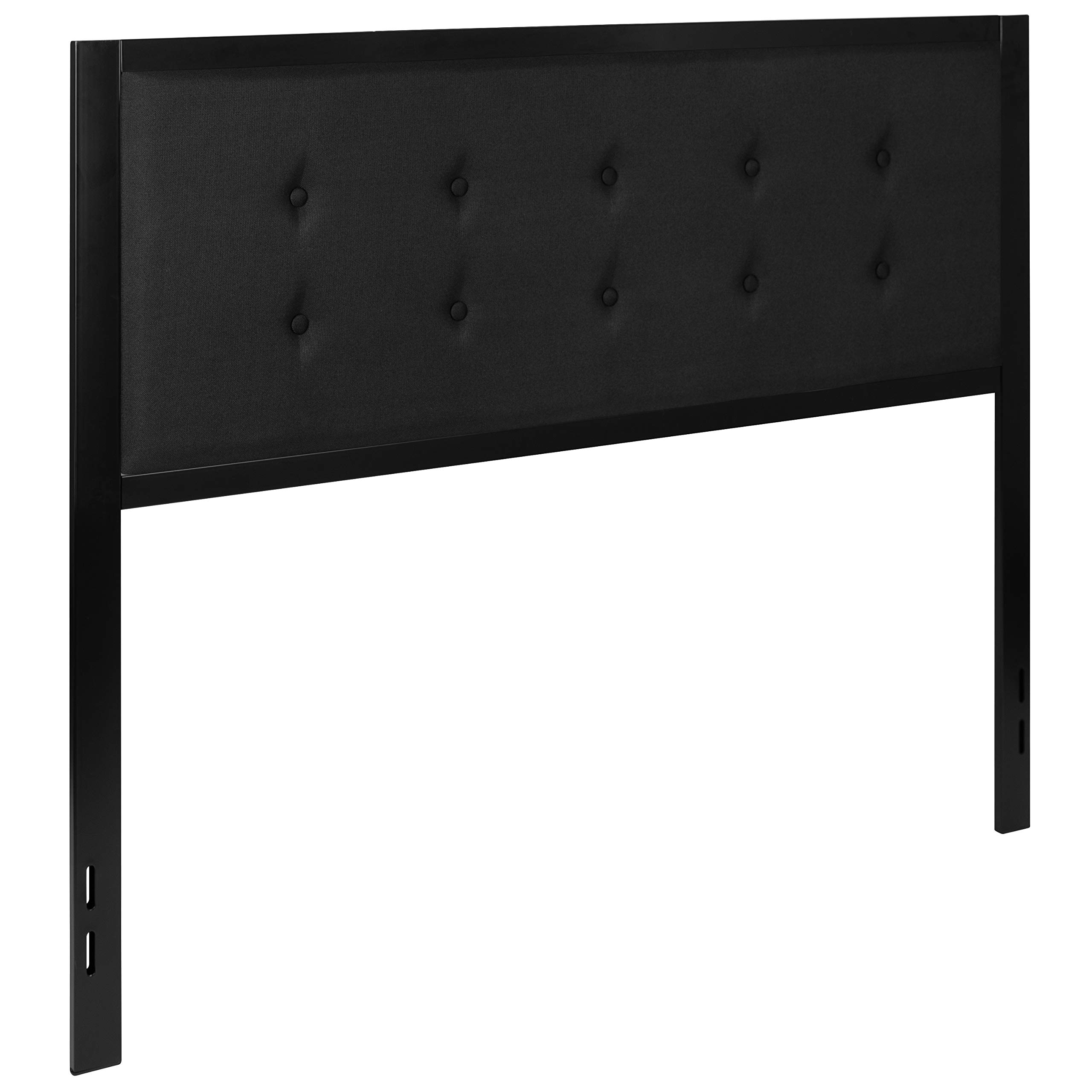 Flash Furniture Bristol Metal Tufted Upholstered Queen Size Headboard - Black Fabric for Bedroom, Guest Room & Master Suite Decor