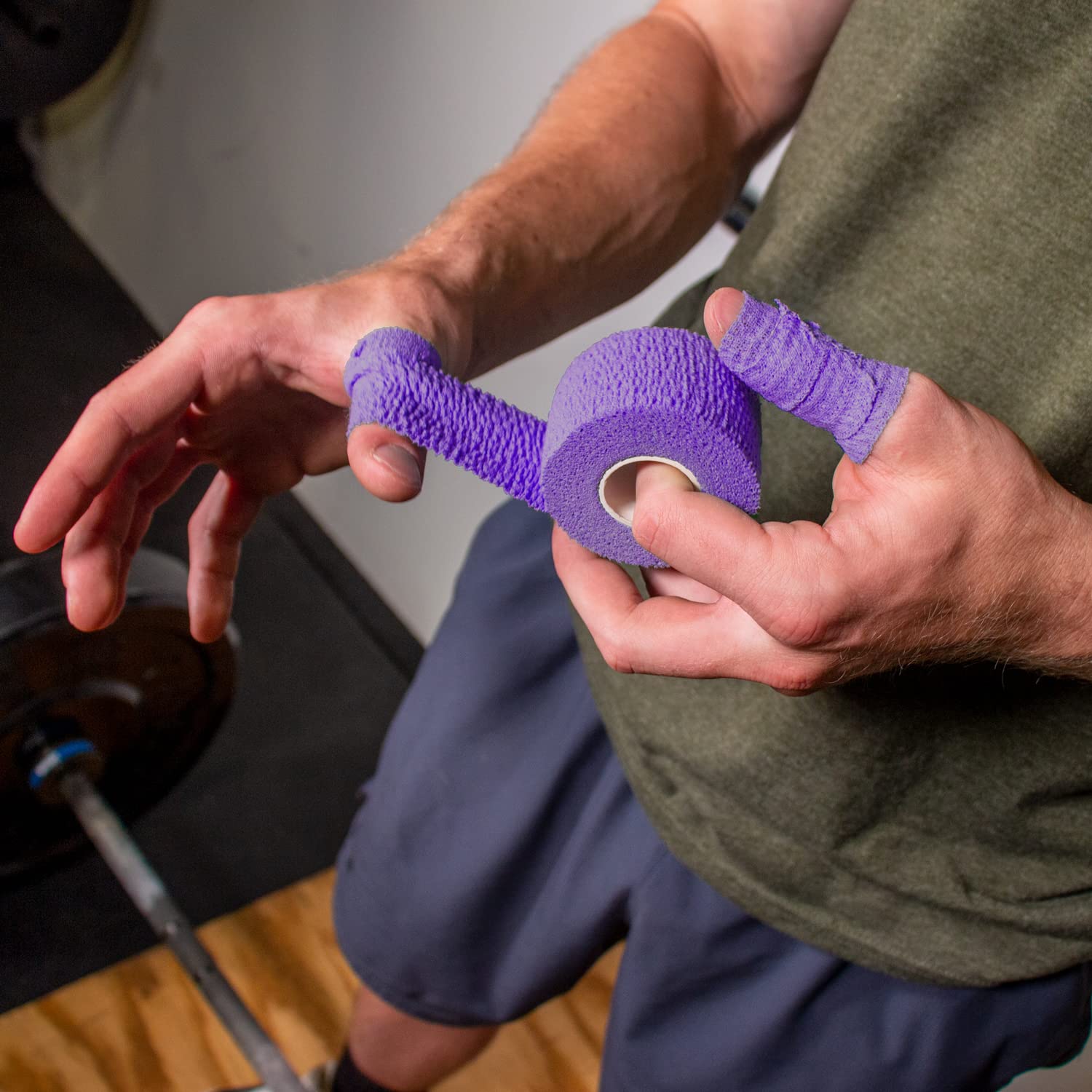 Serious Steel Fitness Weightlifting Thumb Tape - Hook Grip Tape for Weightlifting, Powerlifting & CrossFit | Stretchy Athletic Tape for Thumb Protection & Support (Purple - Single Roll) | Ideal for Gym, Training & Sports Performance