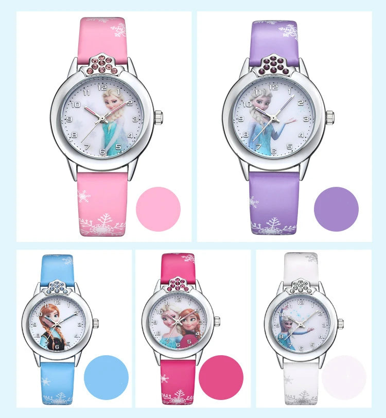 Premium Frozen-Themed Wristwatch for Kids & Collectors - Disney Inspired Elsa Anna Watch - Perfect for Birthday Gifts, Cosplay & Movie Fans (Blue/White)