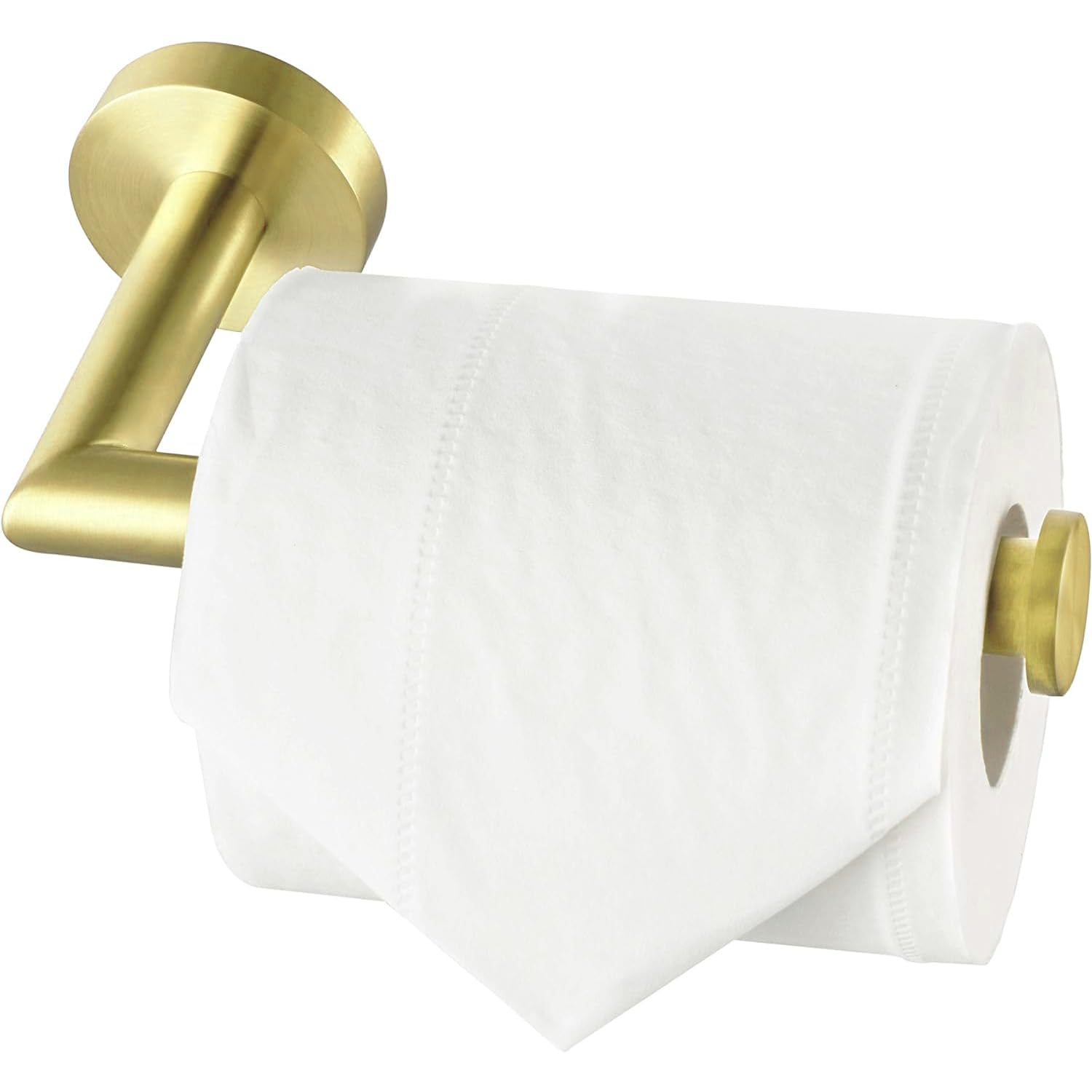 HITSLAM Brushed Gold Toilet Paper Holder - Wall Mount SUS 304 Stainless Steel Bathroom Tissue Roll Holder - Waterproof & Rotate-Proof - Elegant Brushed Brass Finish for Modern Bathroom Decor (Ideal for Home, Hotel & Office Restrooms)