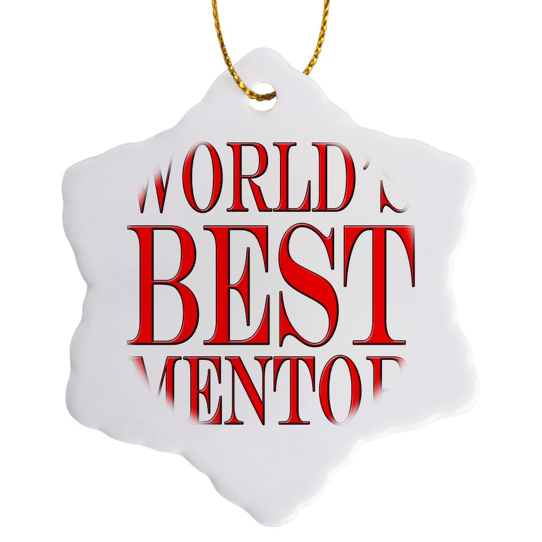 3dRose World's Best Mentor Snowflake Ornament - Christmas Tree Decoration, Holiday Gift for Teachers & Mentors - Perfect for Office, Home & Classroom Decor