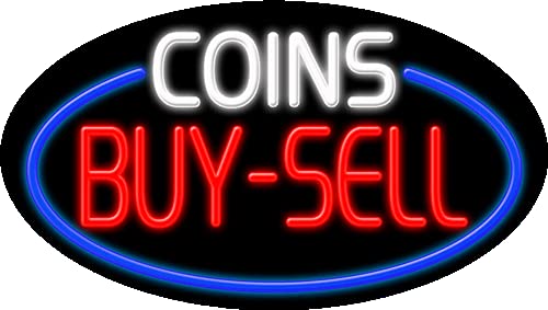Vintage Coins Buy Sell Glass Neon Sign #14579 – Handcrafted in USA | Perfect for Bars, Game Rooms & Retro Decor