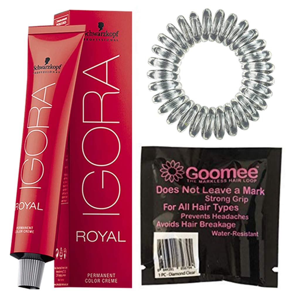 Igora Royal 8-00 Light Blonde Extra Permanent Hair Dye & Goomee Markless Hair Loop with Single Diamond - 2 Piece Bundle for Salon-Quality Color & Secure Hair Styling at Home