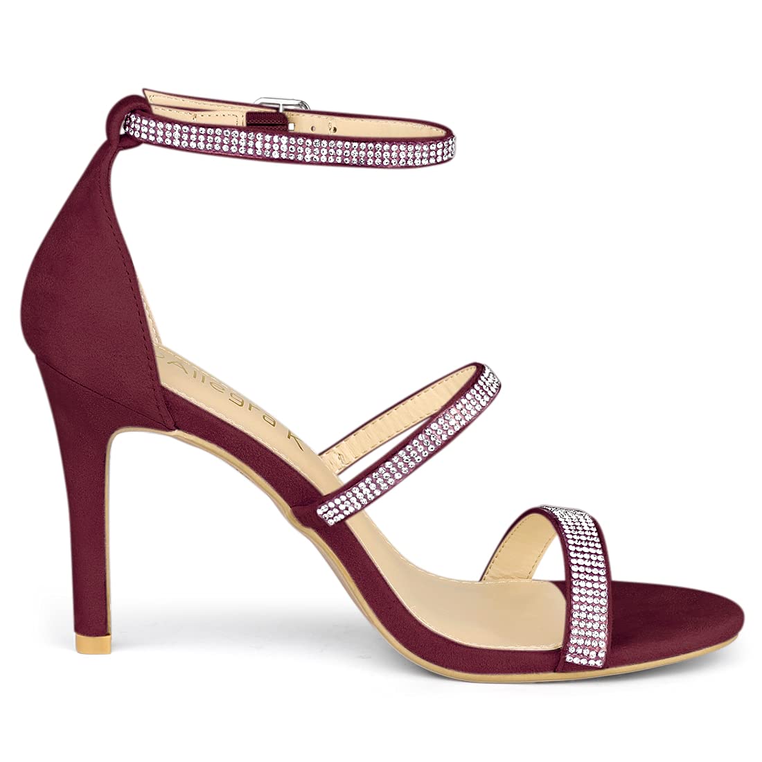 Allegra K Women's Rhinestone Ankle Strap Stiletto High Heel Sandals - Elegant Party Shoes for Weddings, Prom & Evening Events