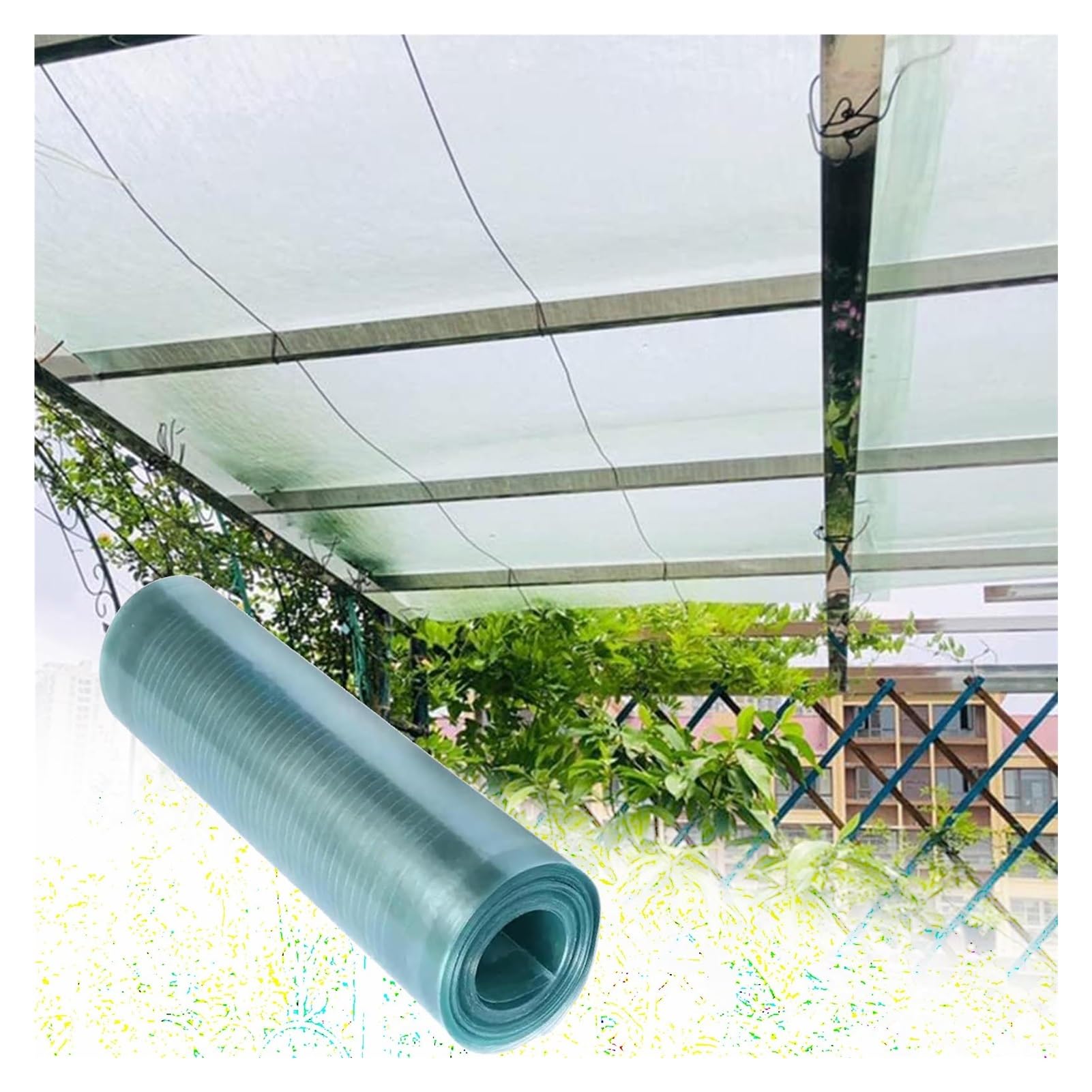 Durable Polycarbonate Roofing Panels 0.8mm - Weatherproof Greenhouse Cover, Garage Canopy Replacement, Custom Size (1.2x10m/3.94x32.8ft) - Perfect for Rain Shelters, Patio Covers & Outdoor Protection