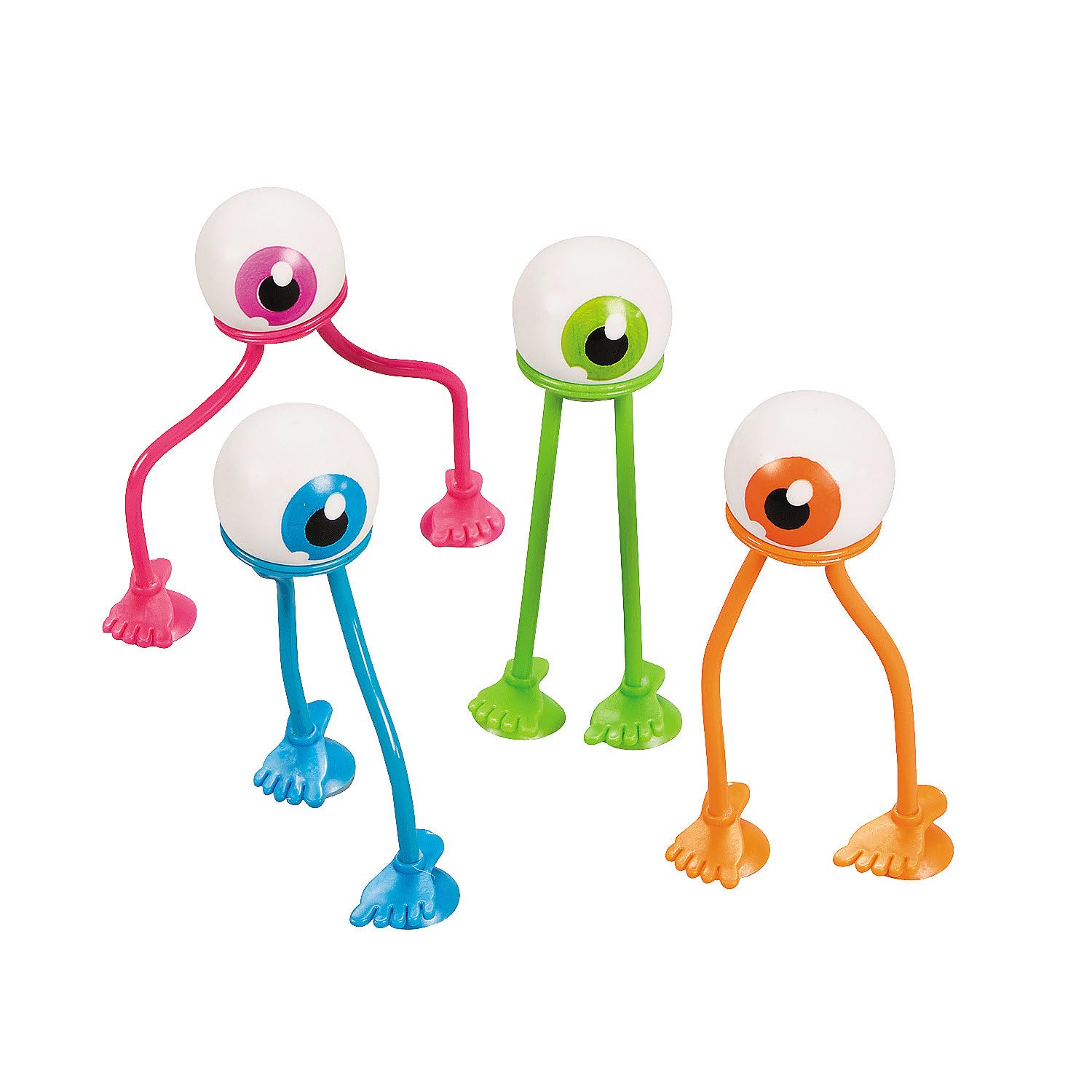 Fun Express Halloween Eyeballs with Suction Feet - 24pcs Bendable Vinyl Toys for Kids, Party Favors & Decorations - Perfect for Halloween Costumes, Classroom Prizes & Spooky Party Supplies