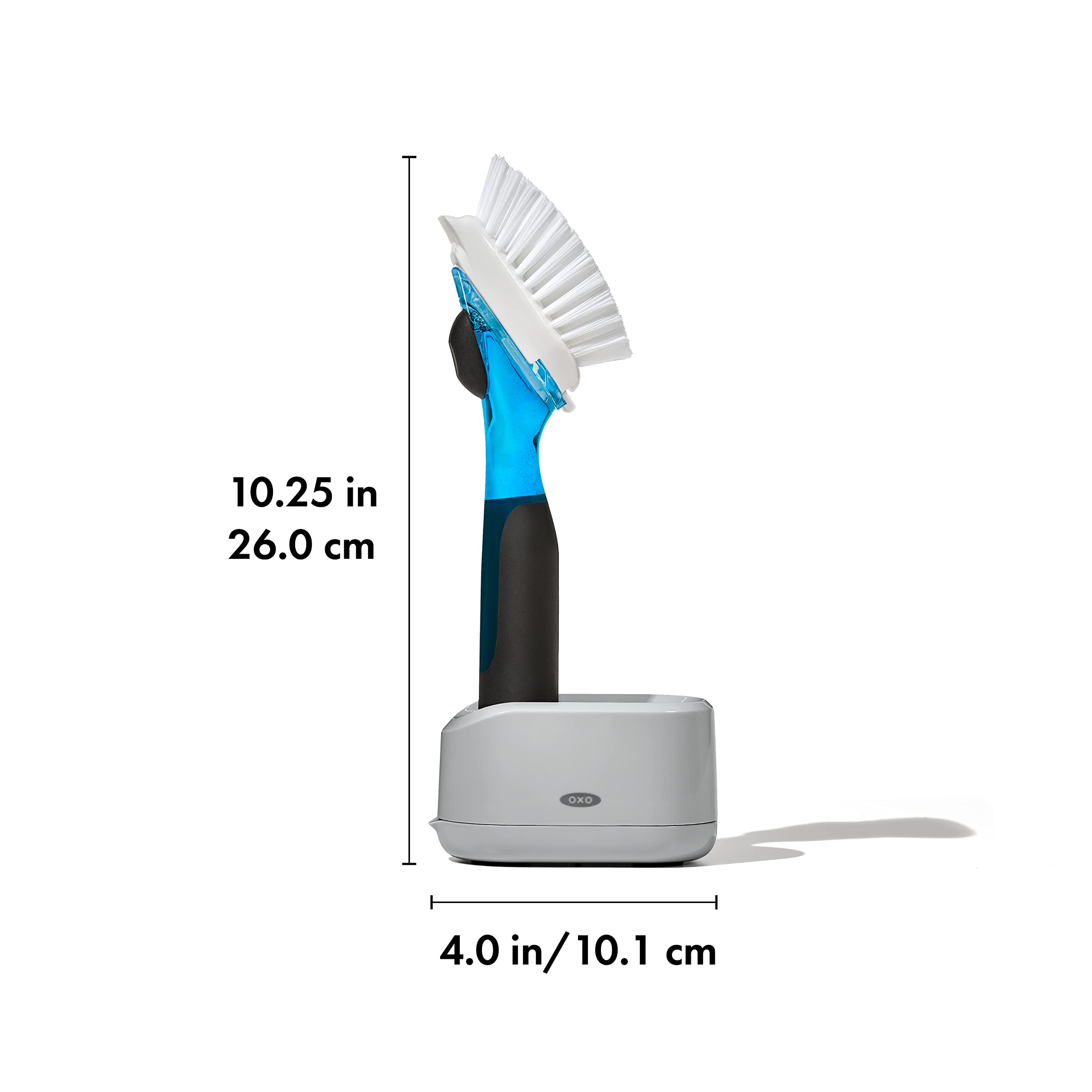 OXO Good Grips Soap Dispensing Dish Brush with Storage Holder - Kitchen Cleaning Brush for Dishes, Pots & Pans - Perfect for Sink, Countertop or Cabinet Organization