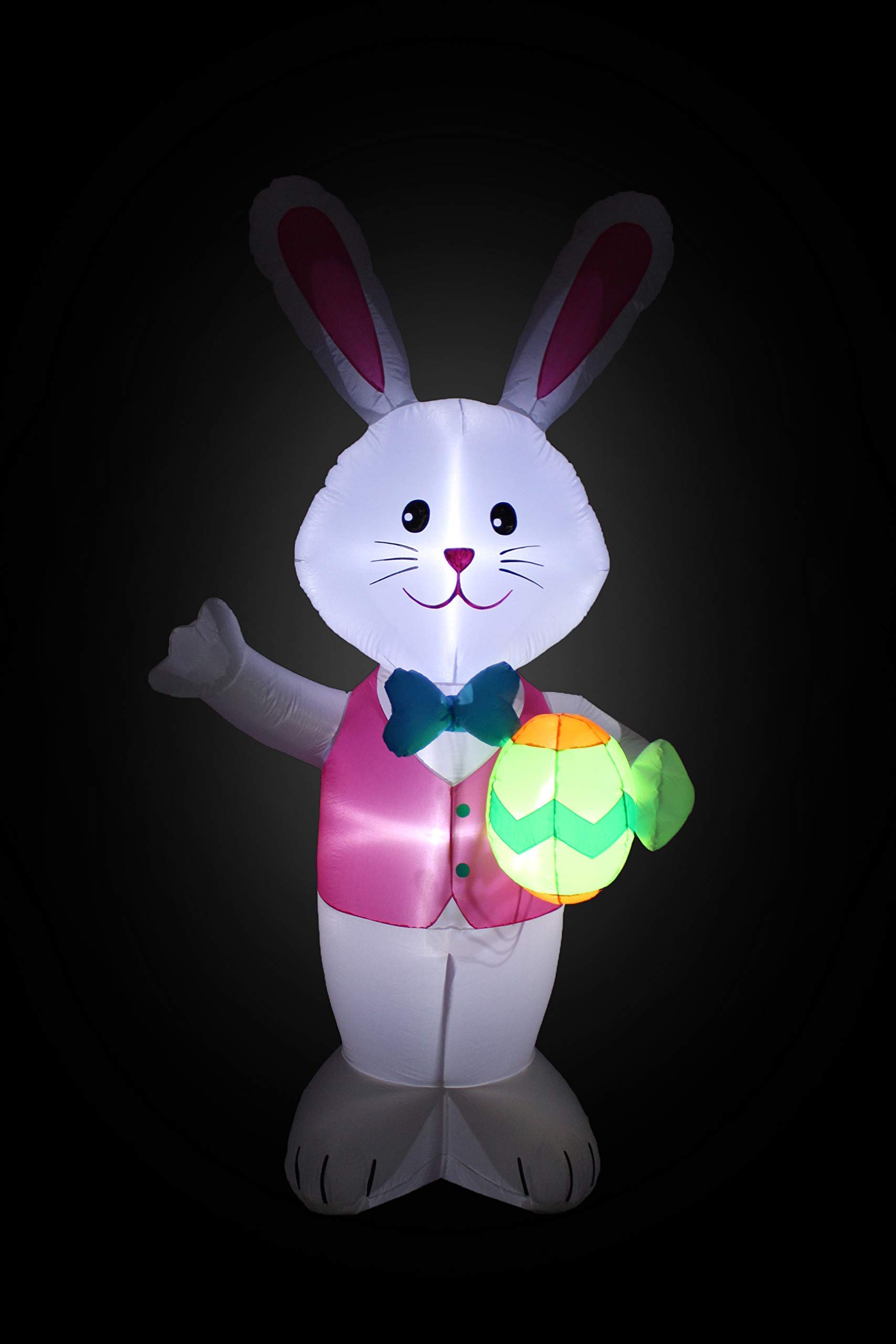 Giant 8ft Inflatable Easter Bunny with Egg & 6ft Birthday Cake Decorations Set - Perfect for Easter Celebrations, Birthday Parties, and Outdoor Festive Events