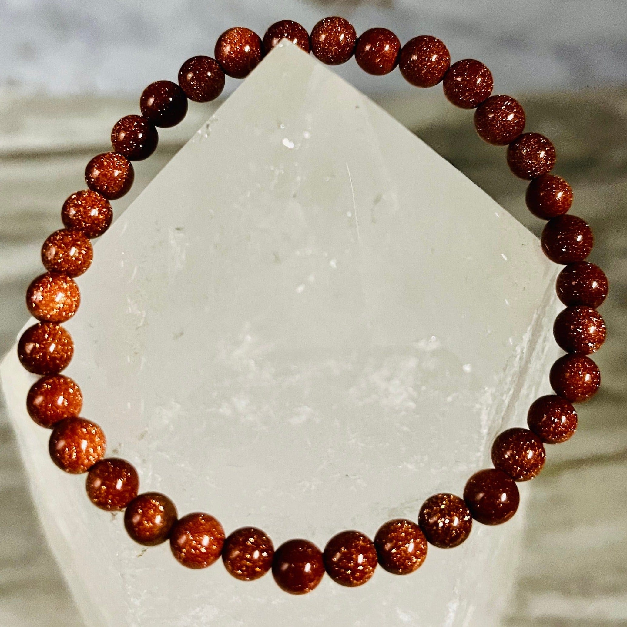 Brown Goldstone Bracelet for Women - Natural Stone Healing Jewelry for Stress Relief & Positive Energy | Perfect for Meditation, Yoga & Spiritual Gifts