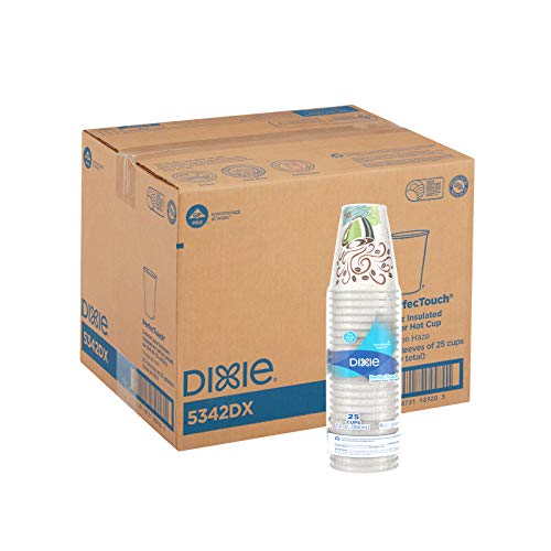 GP PRO Dixie PerfecTouch 12 Oz Insulated Paper Coffee Cups - Hot Drink Containers (500 Count, 25/Sleeve) for Office, Cafes & Home Use | Keeps Beverages Warm | Eco-Friendly Disposable Cups