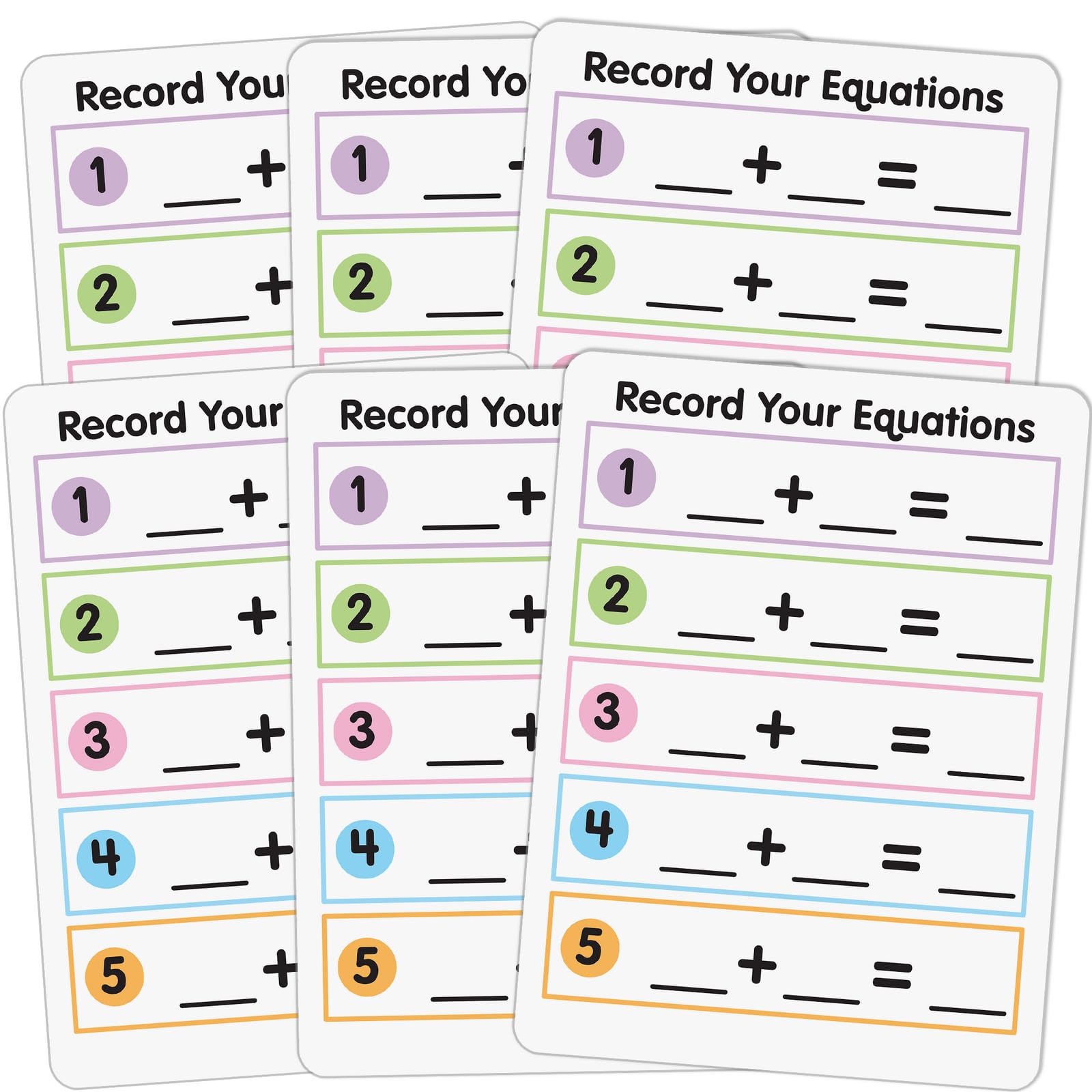 Math Facts Dry Erase Boards - Addition & Subtraction Practice Set of 6 | Reusable Learning Tools for Classroom, Homeschool & Tutoring | Perfect for Elementary Students & Teachers