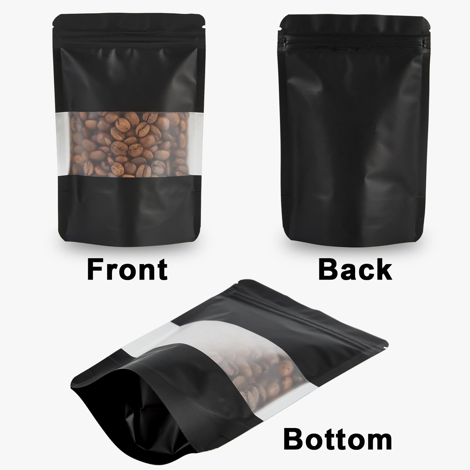 100 Pack Resealable Mylar Bags with Clear Window & Zipper Lock - 5.5