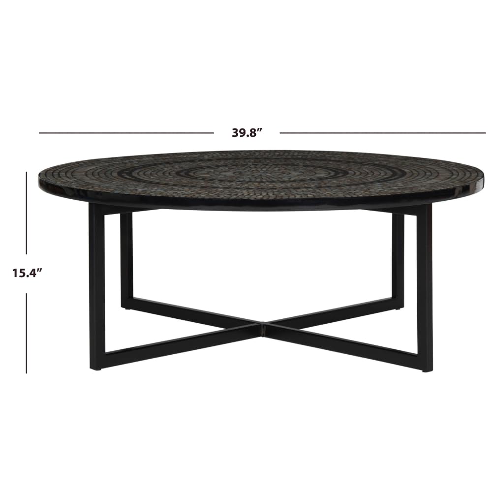 SAFAVIEH Home Collection Cheyenne Blue & White Coffee Table - Modern Living Room Centerpiece for Home Decor & Stylish Entertainment Spaces