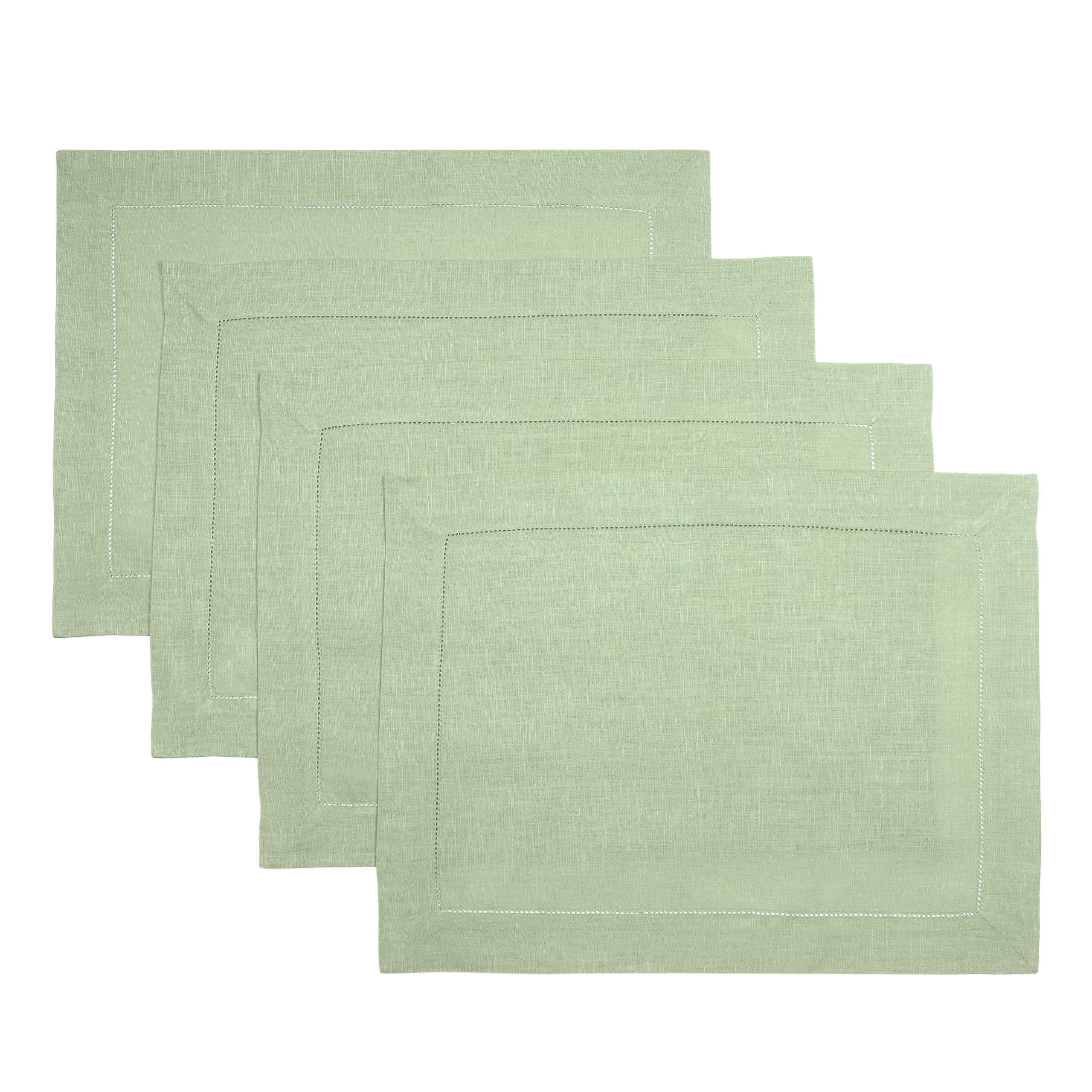 D'Moksha Homes 100% Pure Linen Placemats Set of 4 - Sage Green 14