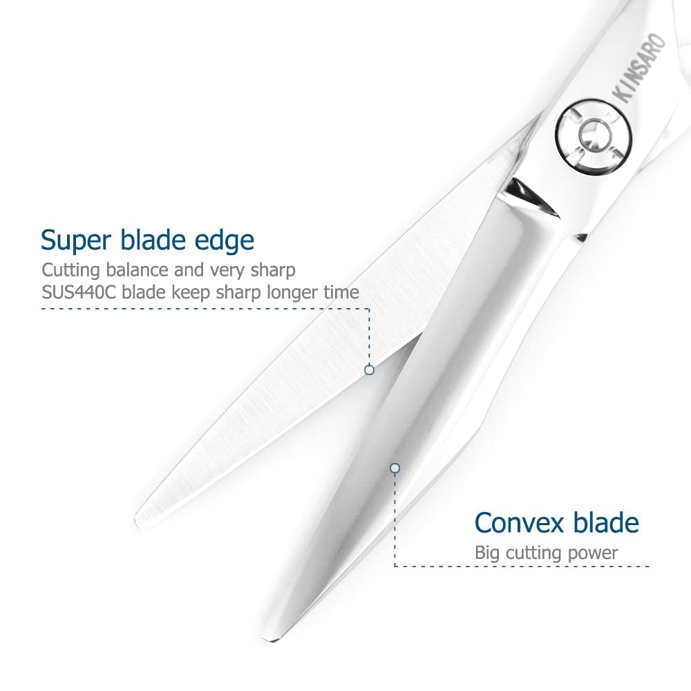 Professional 5.5 Inch Barber Scissors Set - Japan 440C Stainless Steel Hair Shears for Precision Haircut & Styling | Salon & Home Use Hair Cutting Tools by Kinsaro