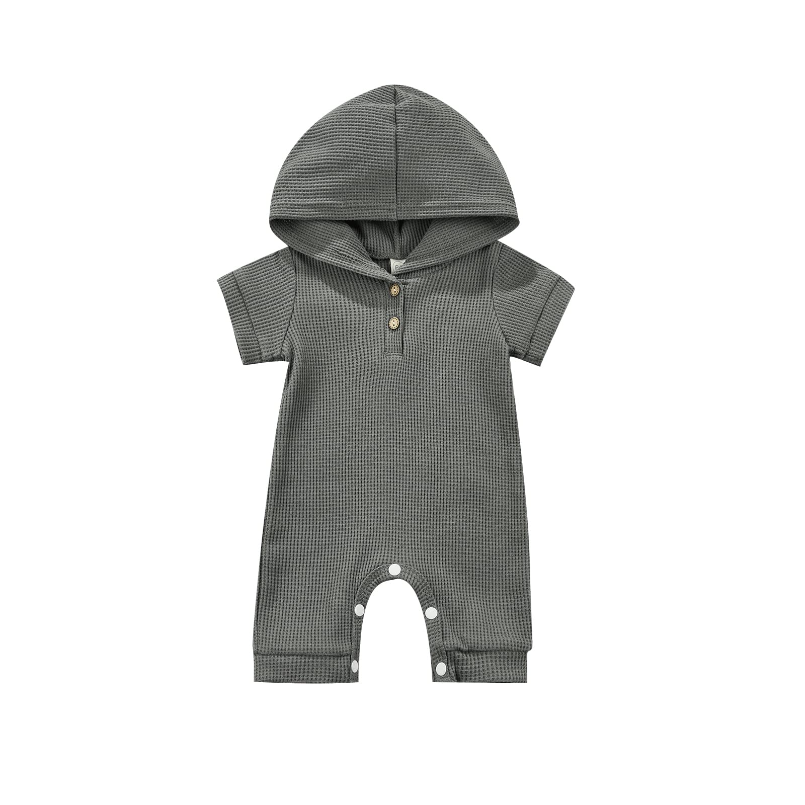 Creugole Summer Newborn Baby Romper - Unisex Infant Onesie with Waffle Hooded Jumpsuit for Boys & Girls | Perfect for Playtime, Beach Outings & Family Photos