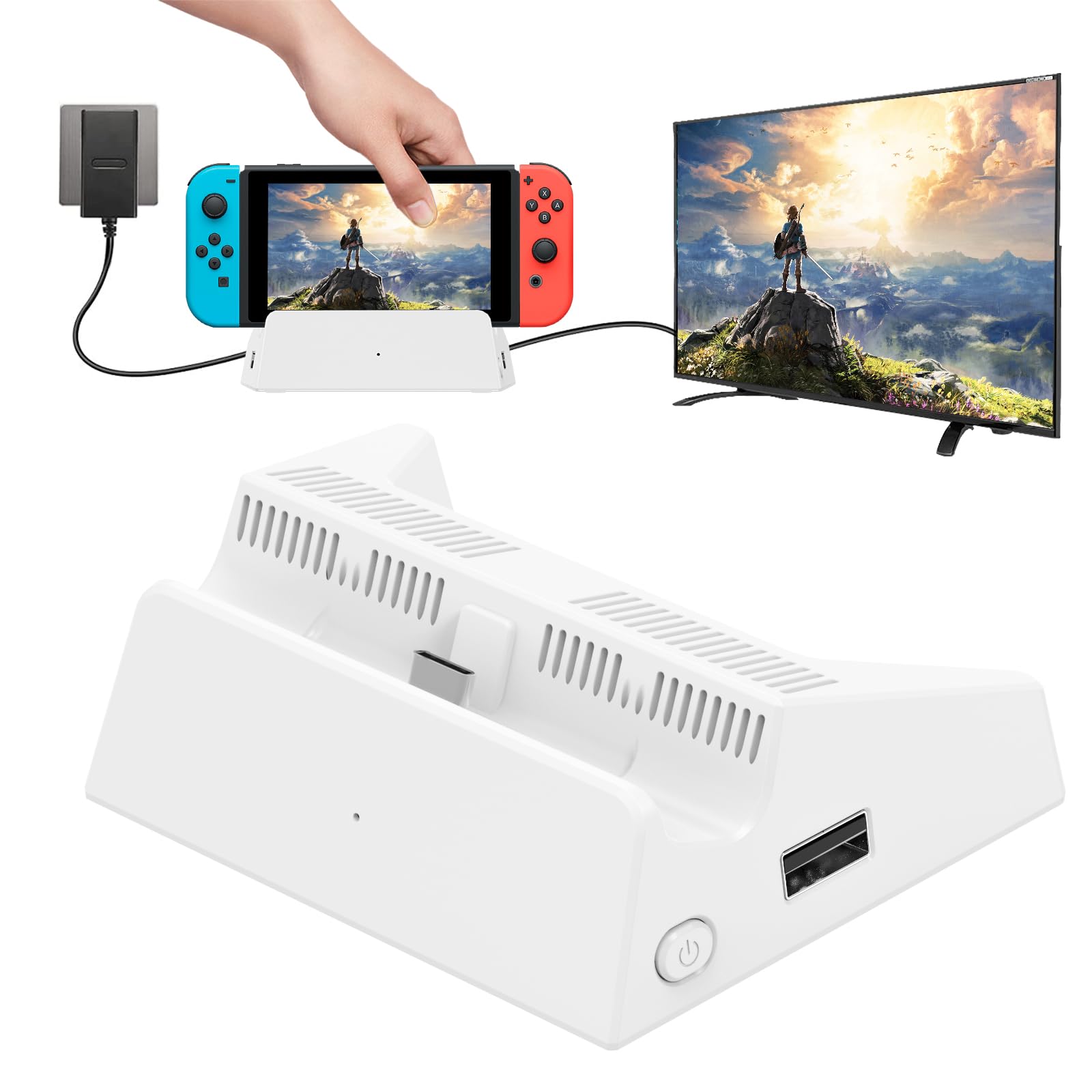 4K HDMI TV Dock for Nintendo Switch & Switch OLED with USB 3.0 Ports - Replacement Docking Station (Power Adapter Not Included) - Perfect for Home Gaming & Travel Entertainment
