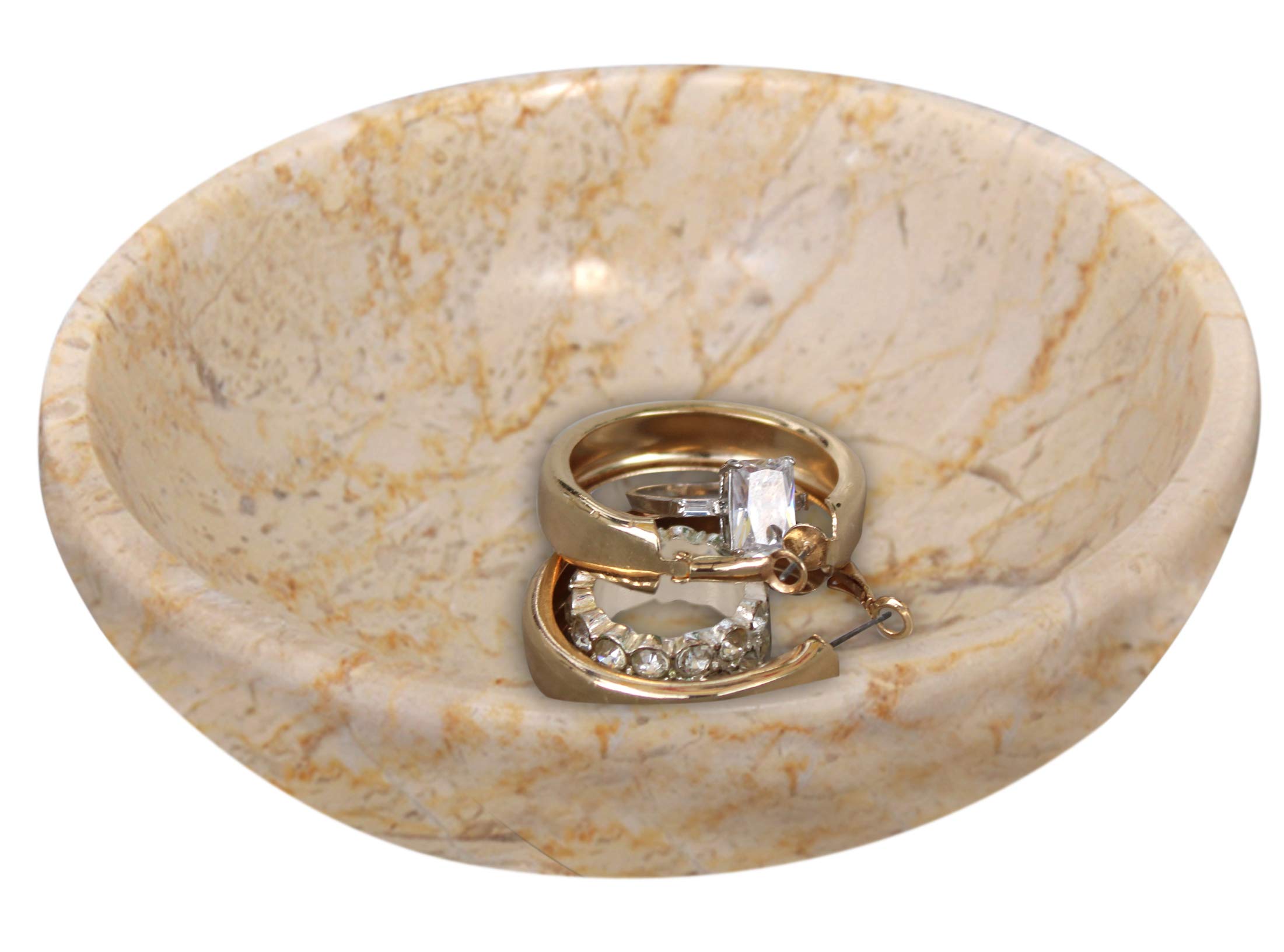 Handcrafted Real Marble Jewelry Dish - Elegant Ring Holder & Key Bowl - Premium Jewelry Organizer Tray for Home Decor - Perfect Wedding Gift Idea for Brides & Hostesses - Ideal for Bedroom Vanity, Entryway Decor & Jewelry Storage