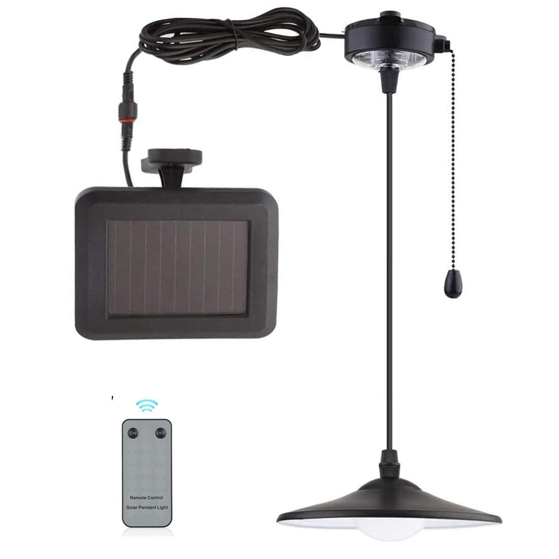 Solar Powered Pendant Light with Remote Control - Waterproof Outdoor Hanging Lamp for Patio, Garden, Garage & Pergola | Energy Efficient LED Shed Lighting for Day & Night Use