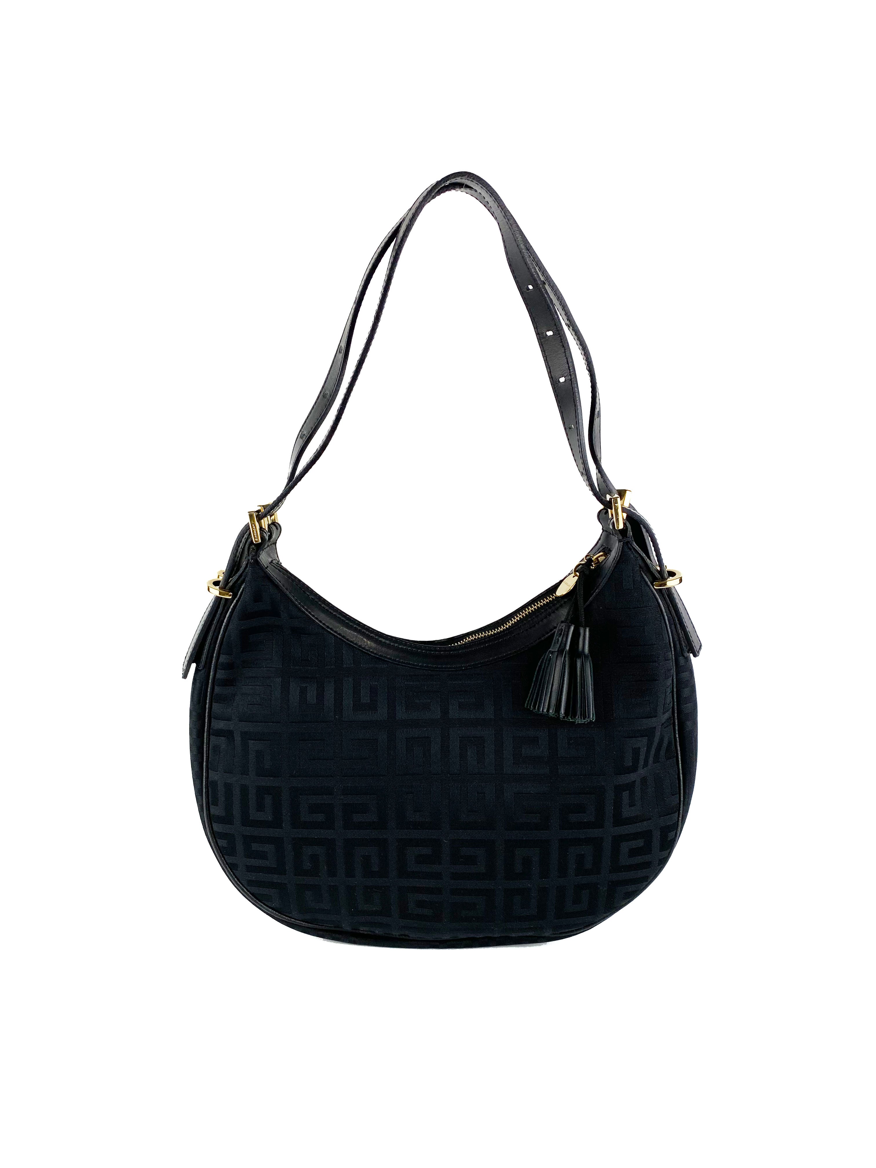 Givenchy Black Monogram Canvas Hobo Bag - Luxury Designer Shoulder Bag for Women | Perfect for Work, Travel & Evening Events