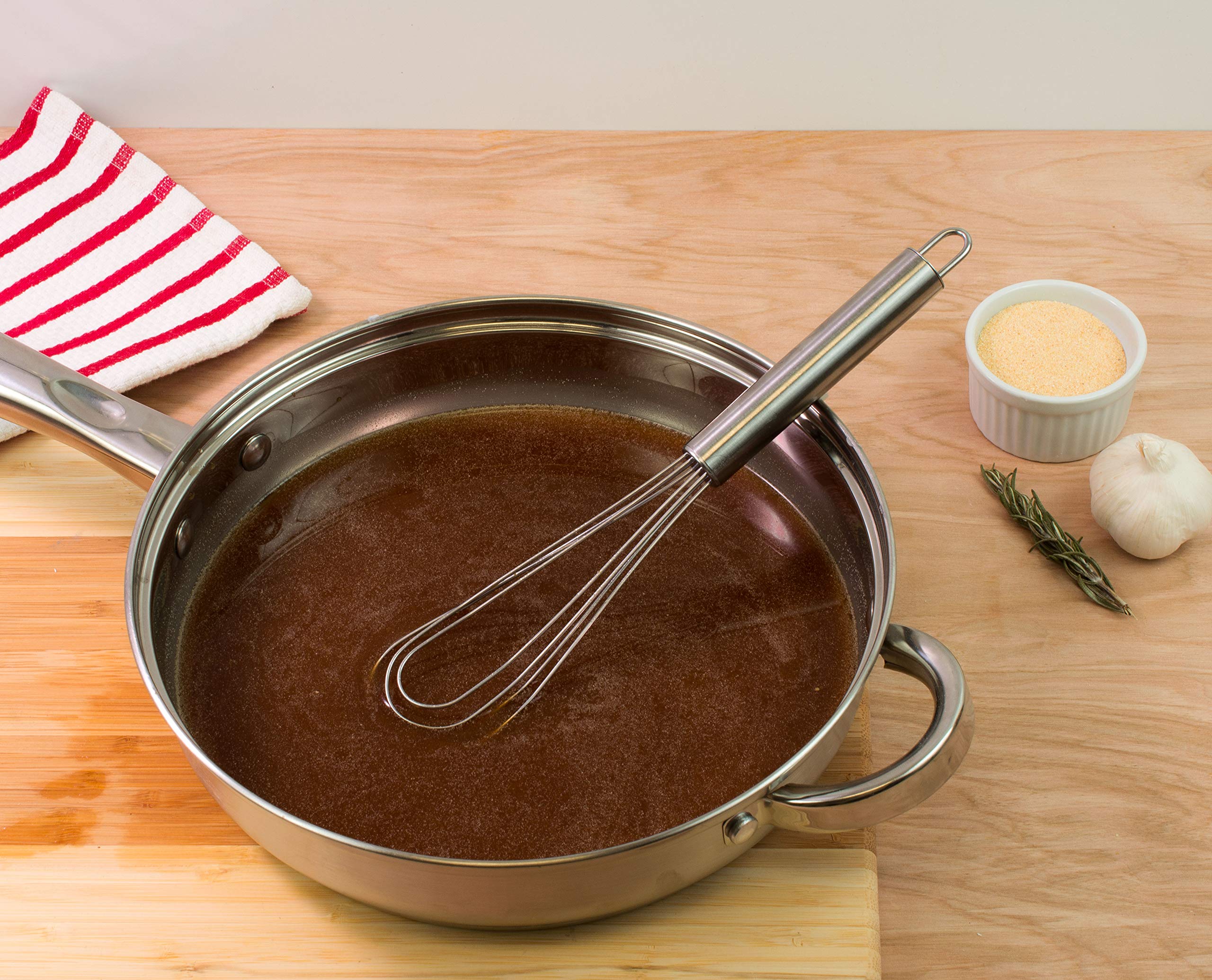 Mrs. Anderson's Premium Stainless Steel Flat Roux Whisk for Baking - Perfect for Roux, Gravy, Sauces & More - Ideal for Home Chefs & Professional Kitchens